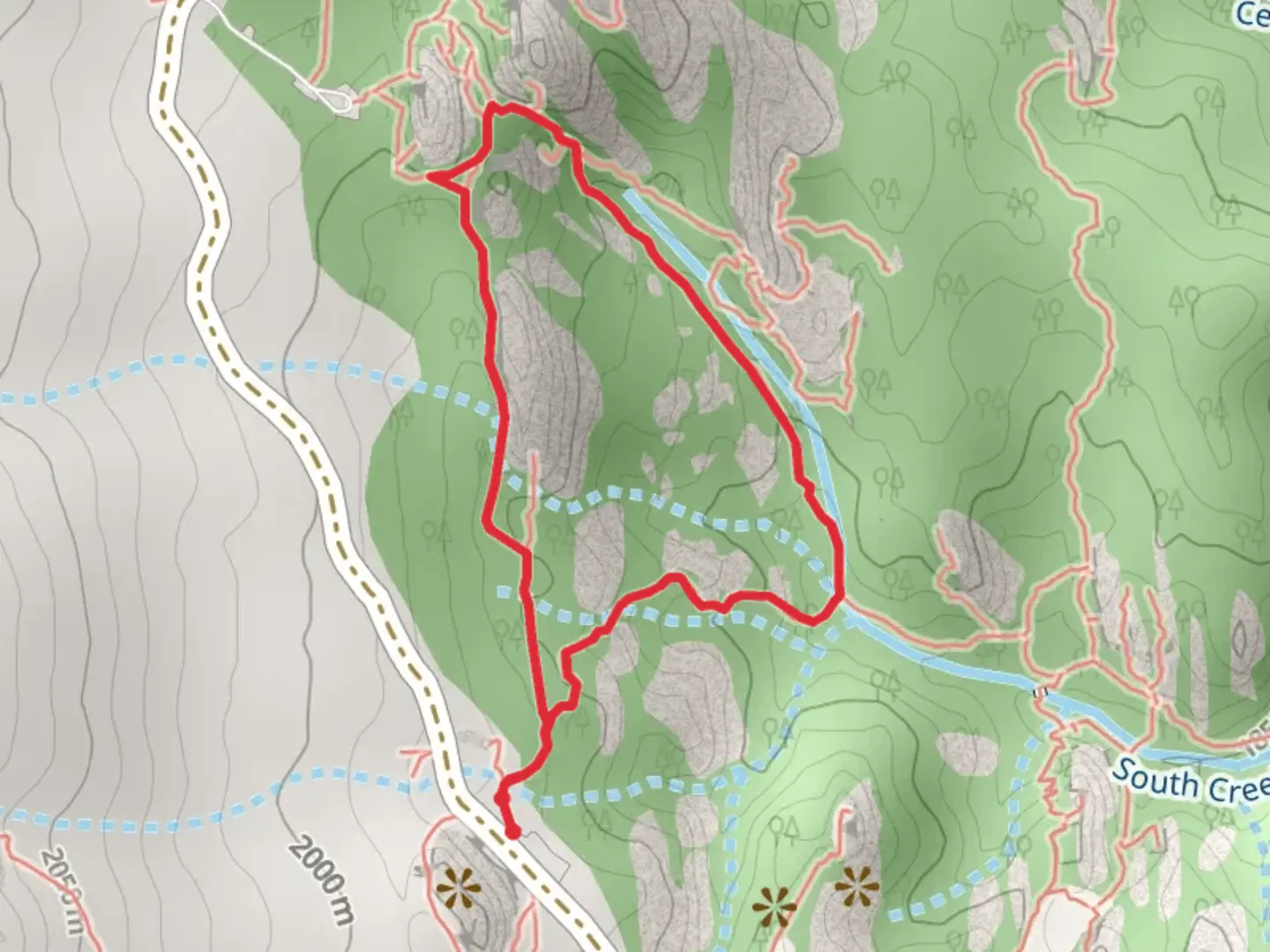 An image depicting the trail South Creek Loop and its surrounding area.