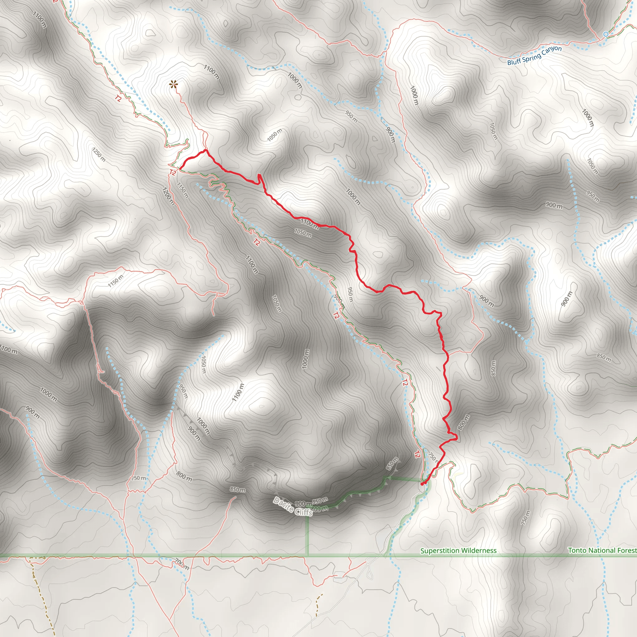Freemont Saddle via Cave Trail mobile static map