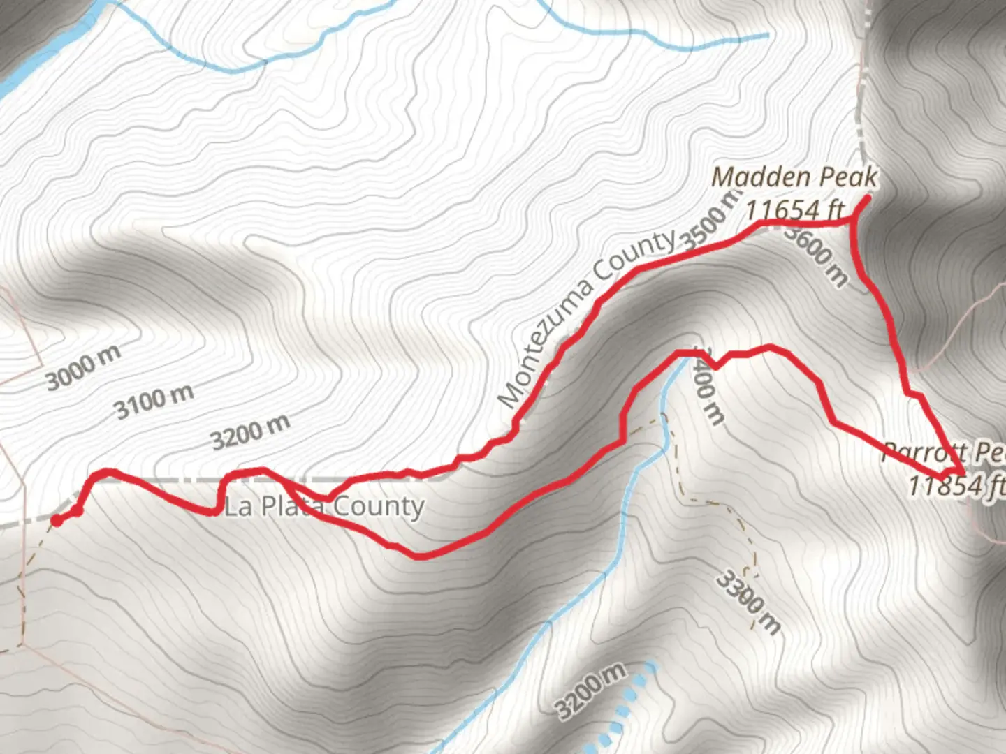 An image depicting the trail Madden Peak and Parrott Peak Loop and its surrounding area.