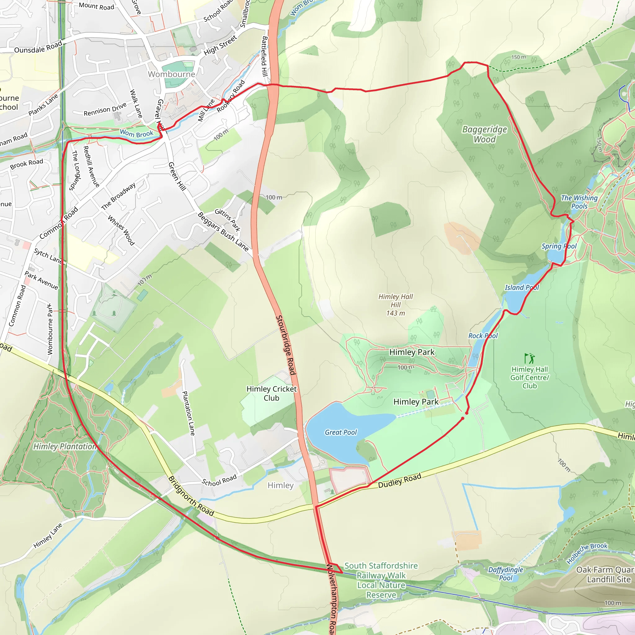 Himley Park and Woody park via Kingswinford Railway Walk mobile static map