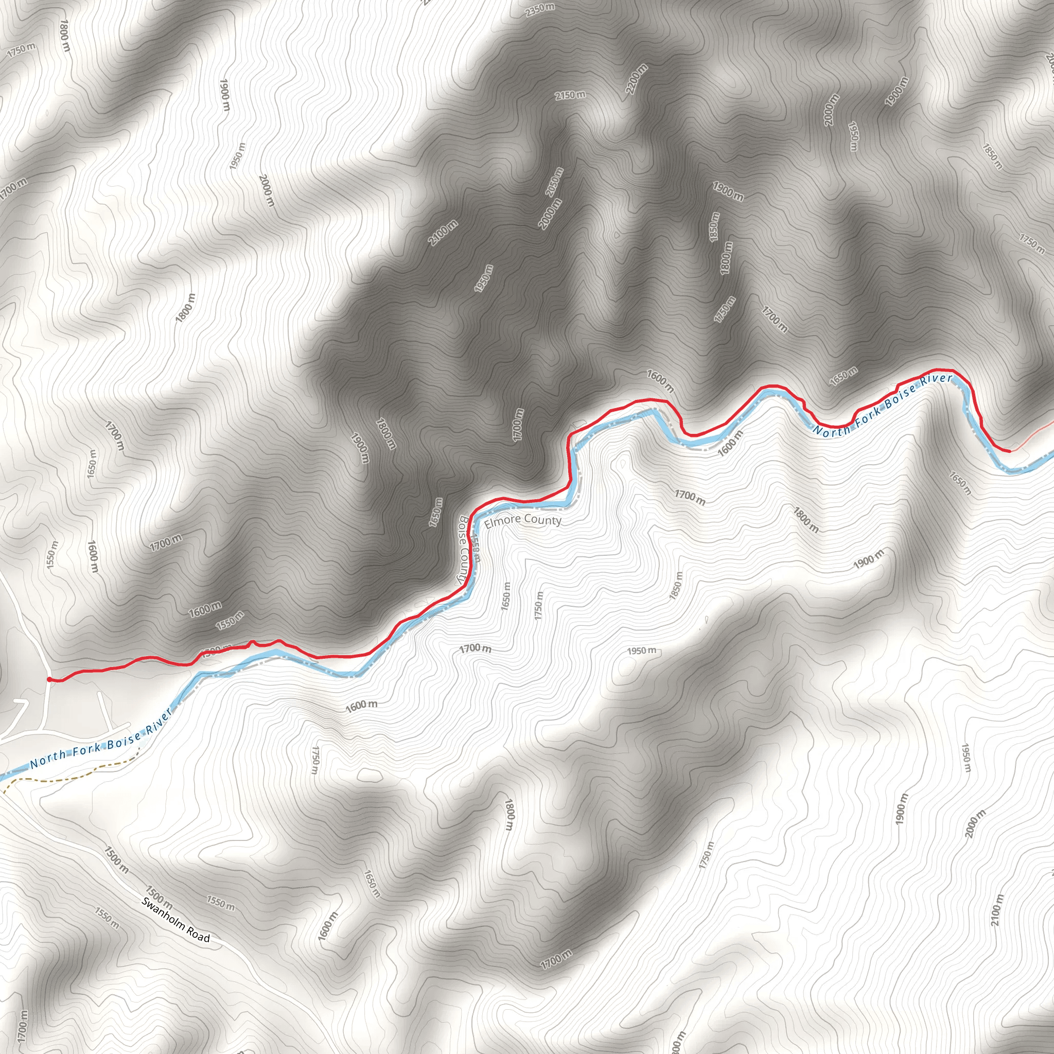 North Fork Boise River Trail - Short mobile static map