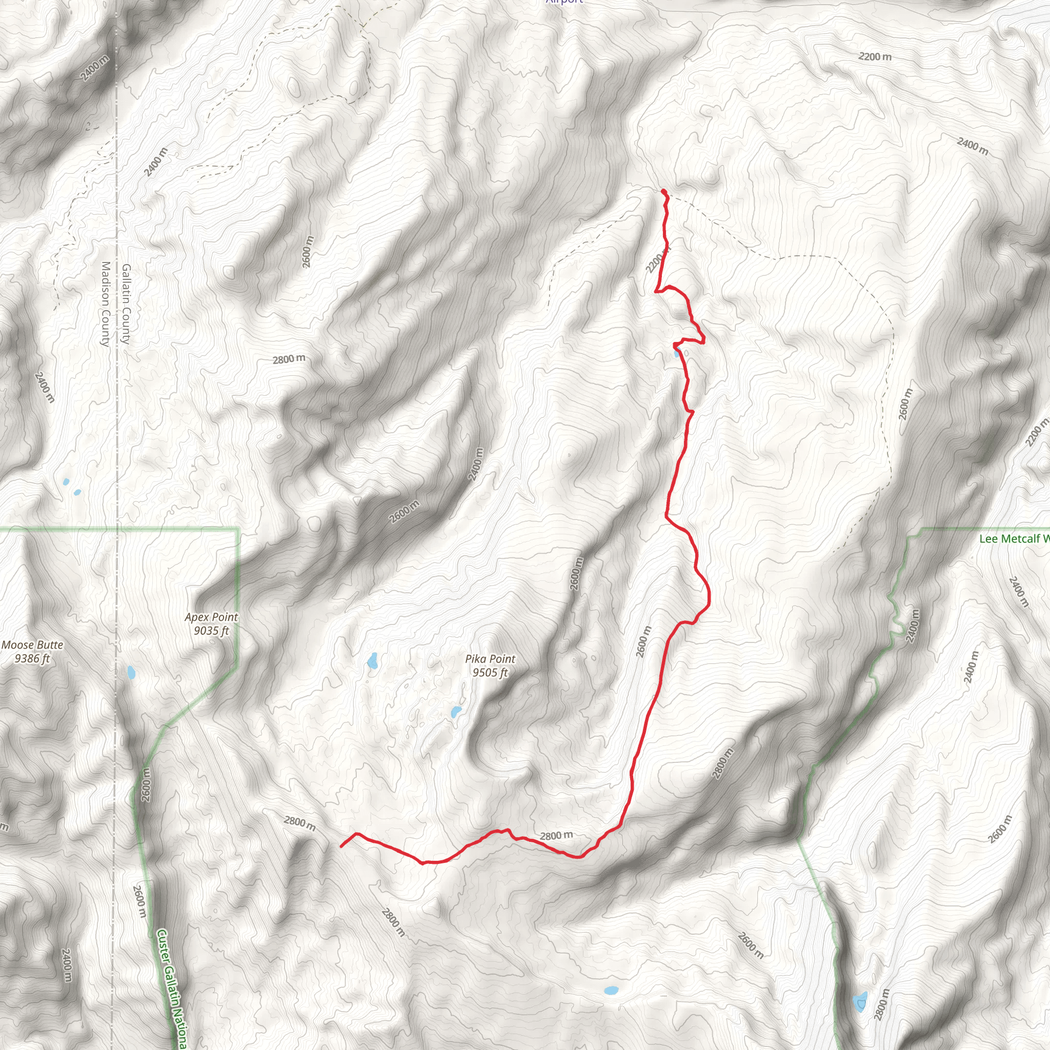 Carrot Basin Divide Trail via Oil Well Trail and Wapiti Trail mobile static map