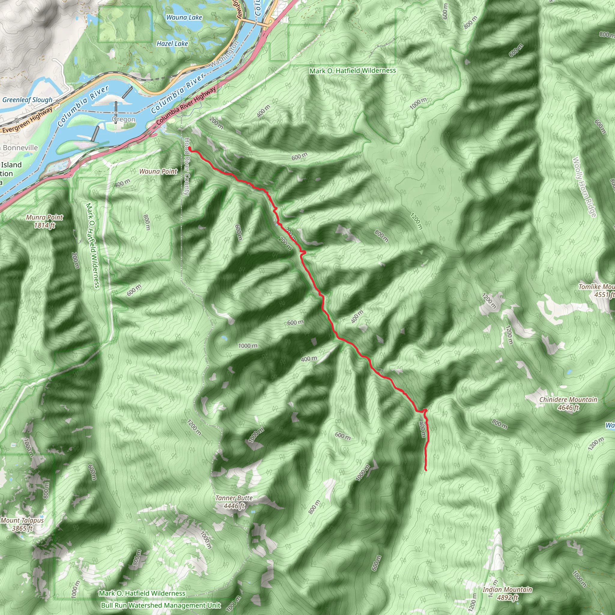 Eagle Creek Trail Out and Back mobile static map