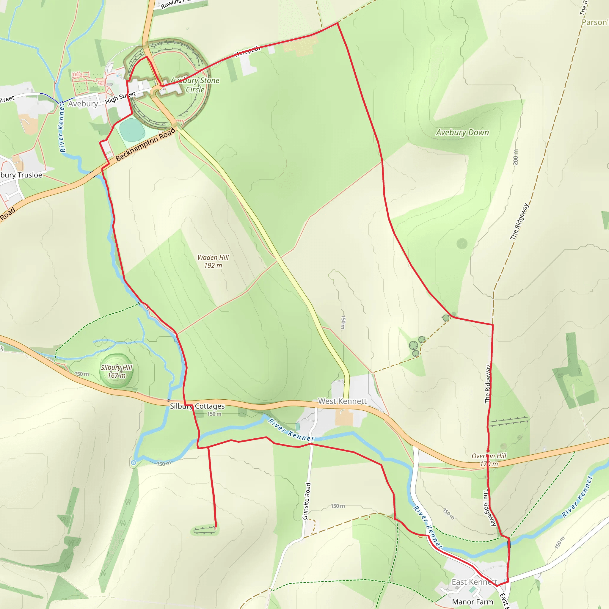 East Kennett and Avebury Loop mobile static map