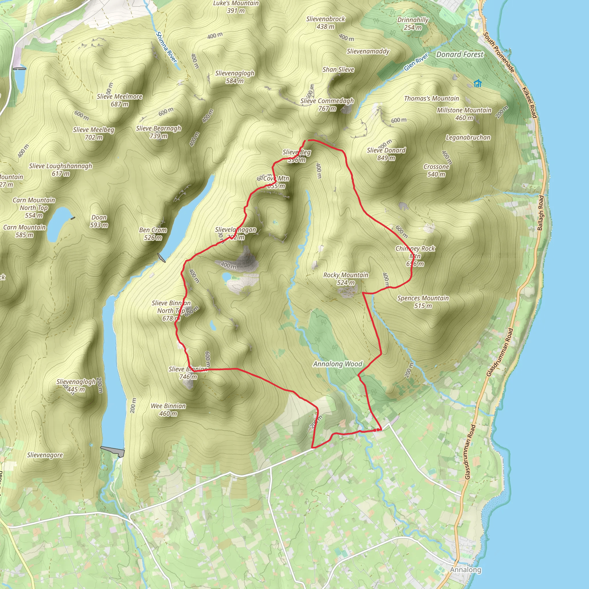 Chimney Rock - Slievelamagan Loop via Mourne Wall Challenge mobile static map