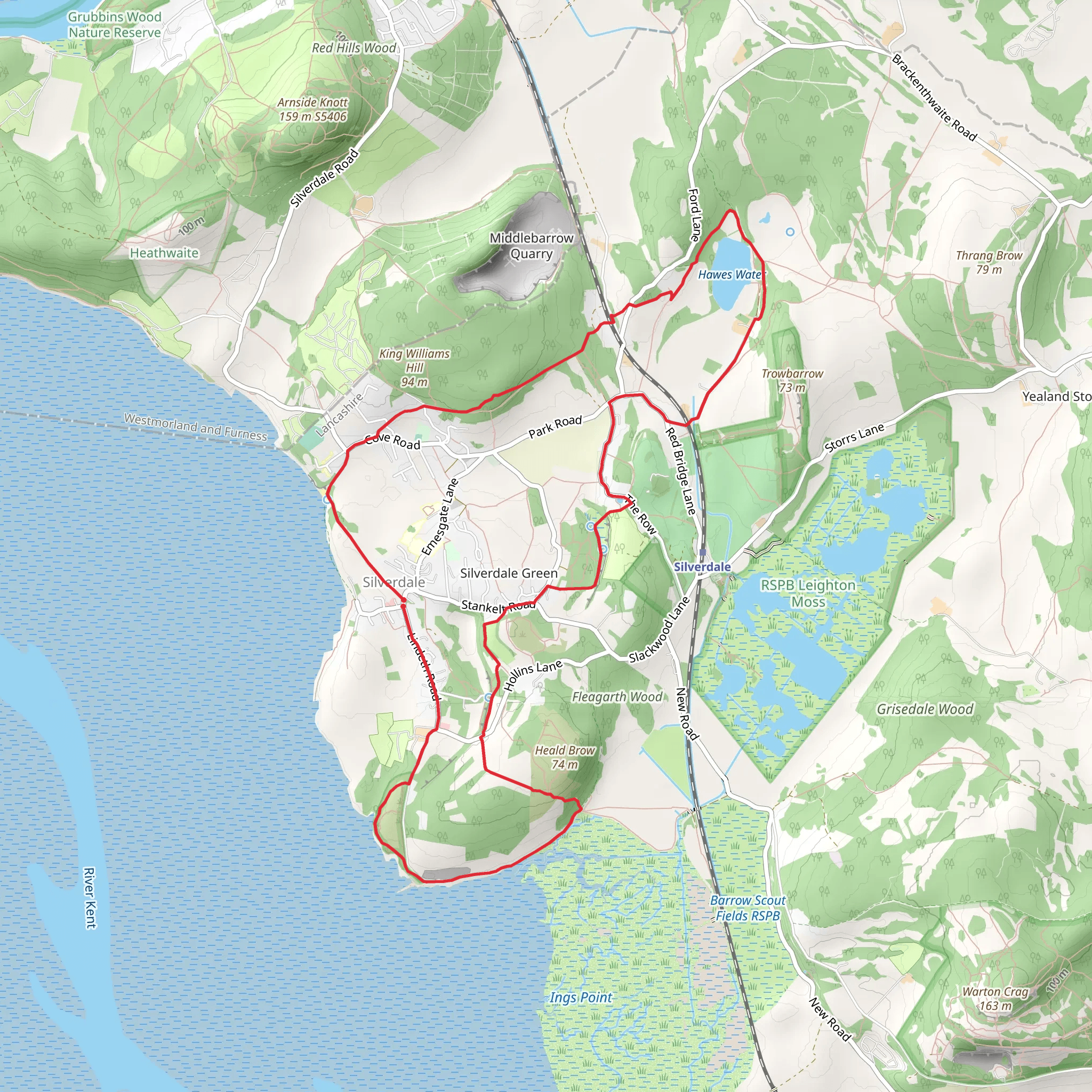Silverdale - Hawes Water and Jenny Brown's Point mobile static map