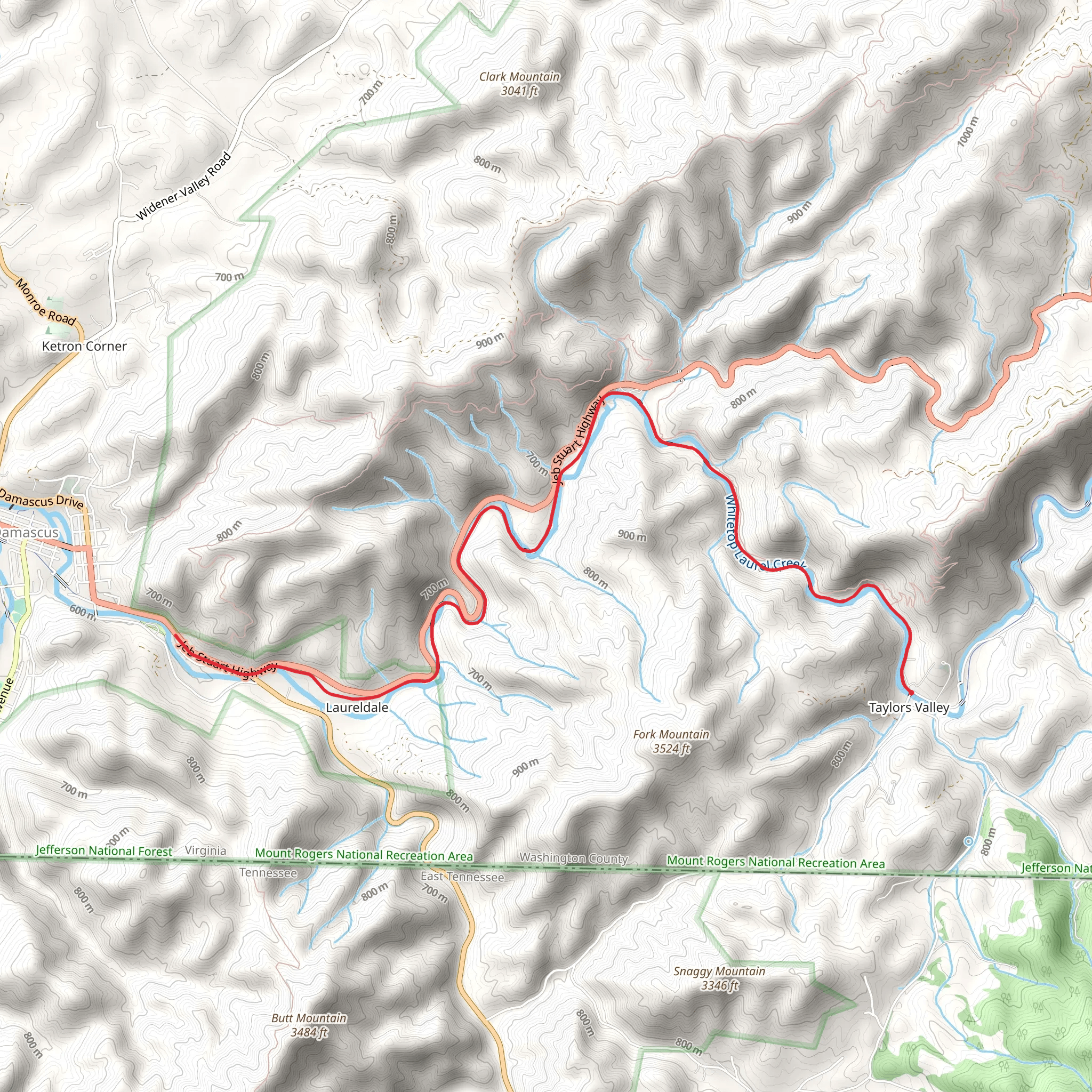 Virginia Creeper Trail mobile static map