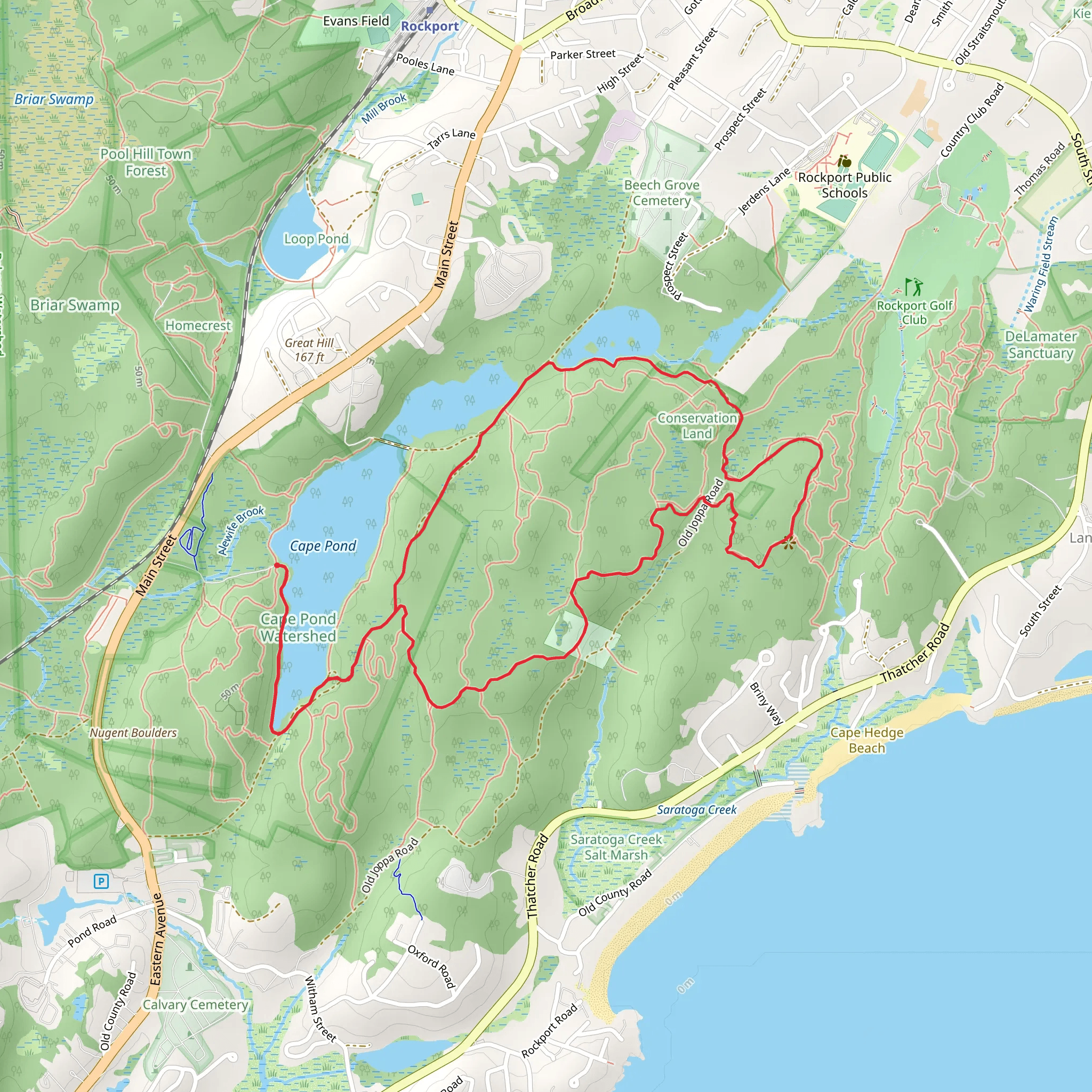 Cape Pond and High Rock Loop Trail mobile static map