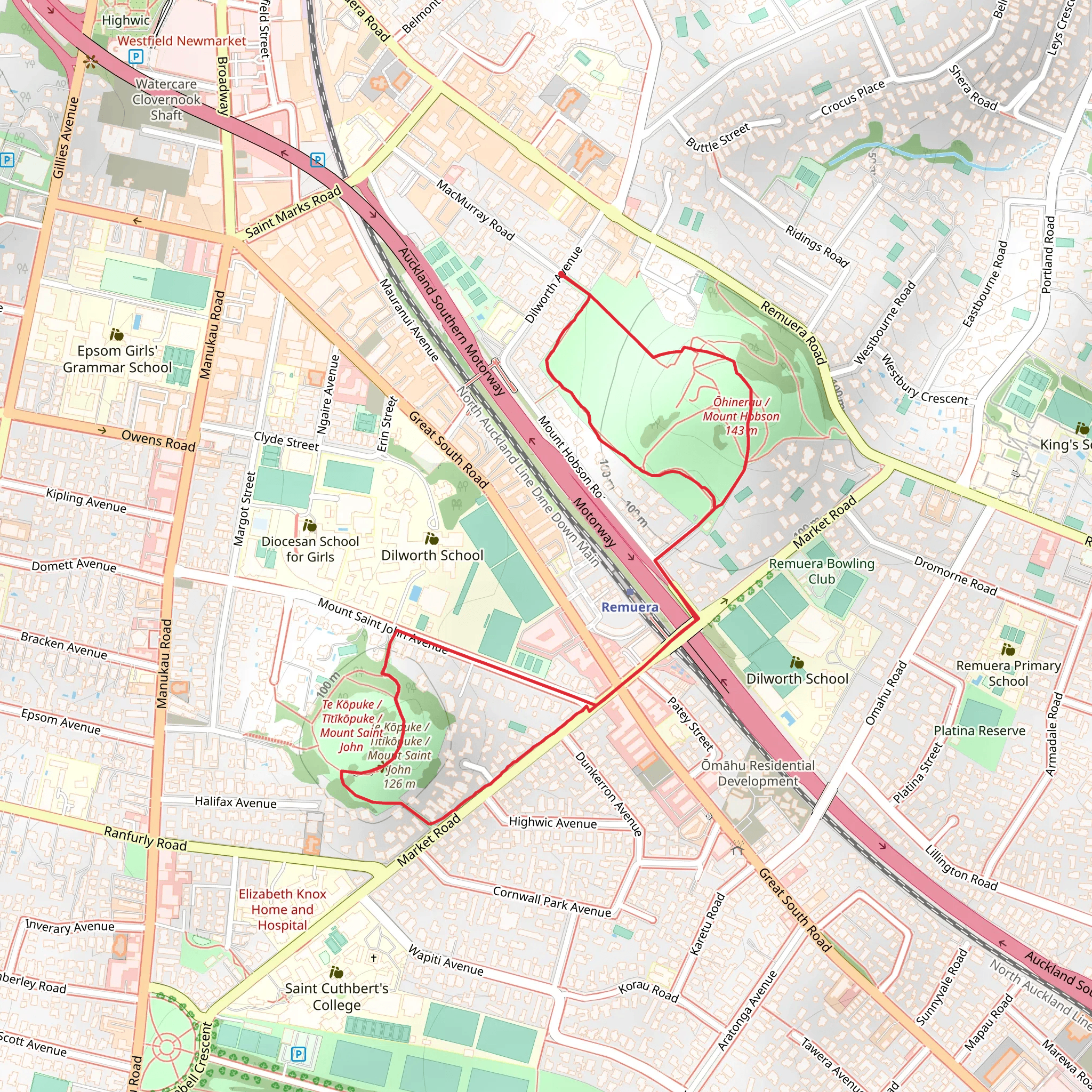 Mount Hobson and Mount Saint John mobile static map