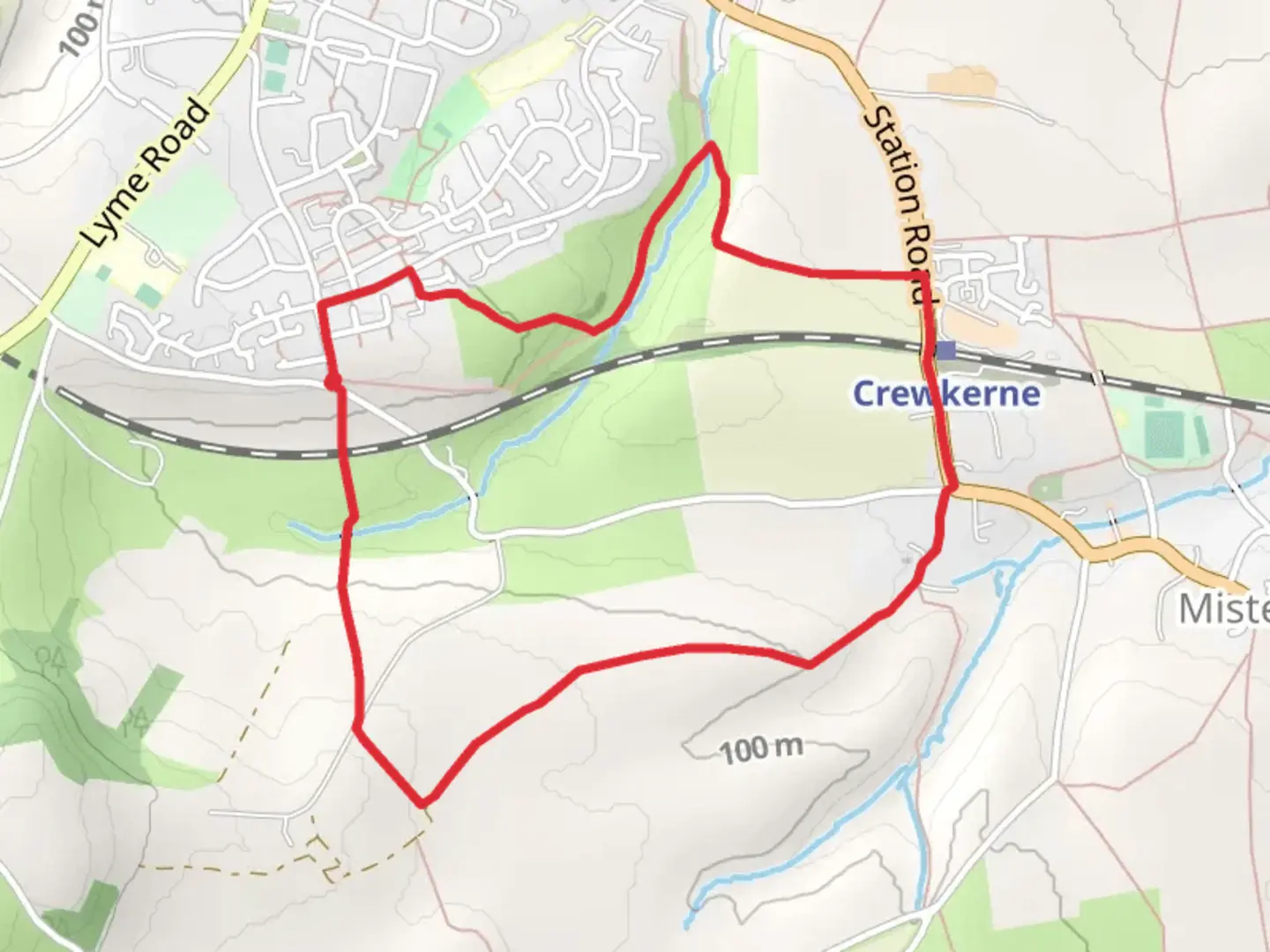 An image depicting the trail Crewkerne Short Loop and its surrounding area.