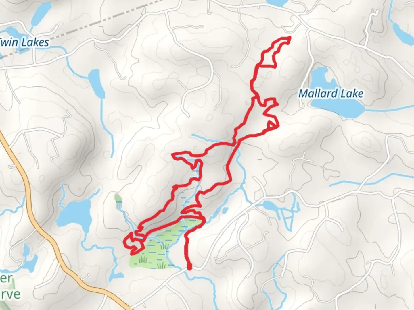 An image depicting the trail Upper Shad Road North Loop and its surrounding area.