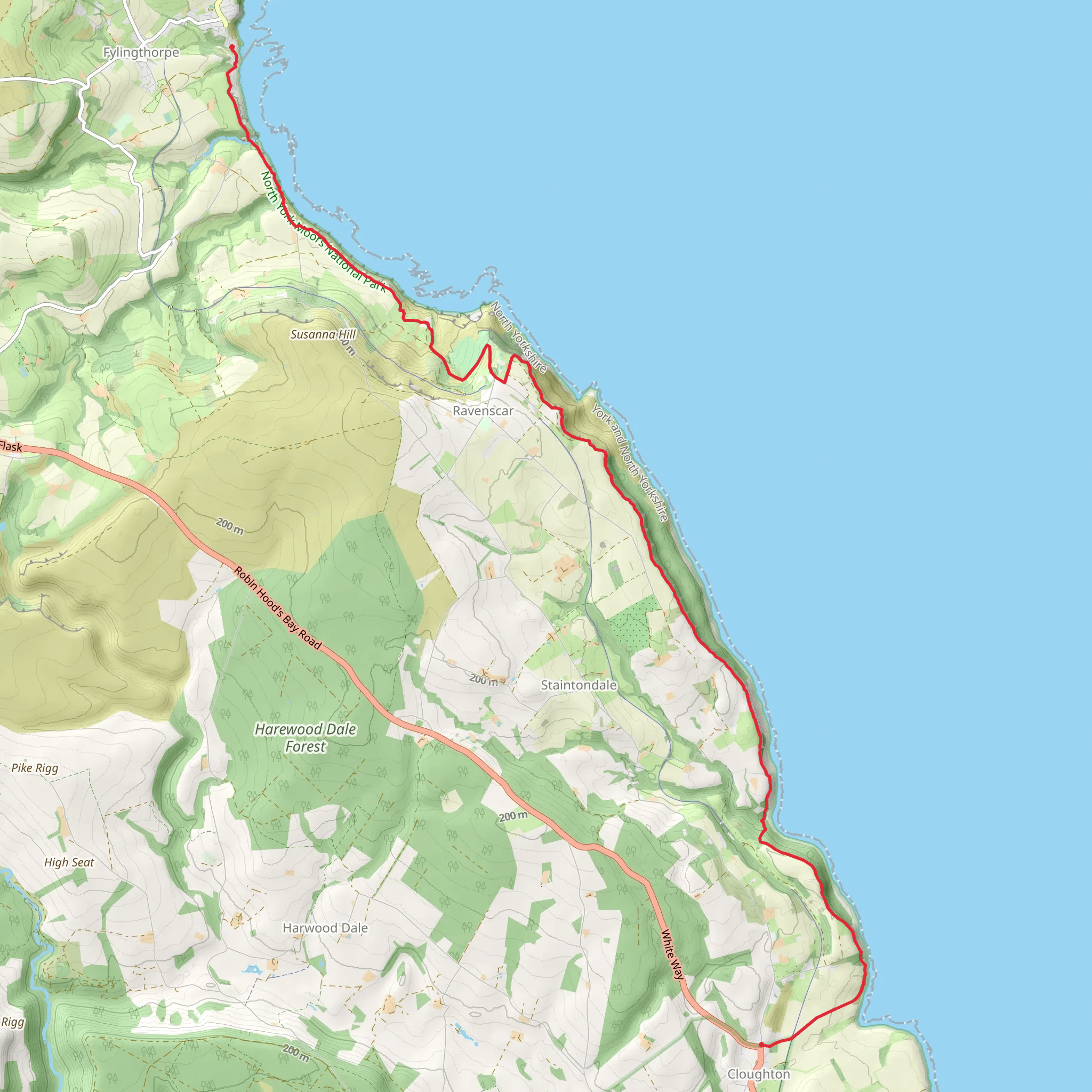 Cleveland Way from Cloughton to Robin Hood's Bay mobile static map