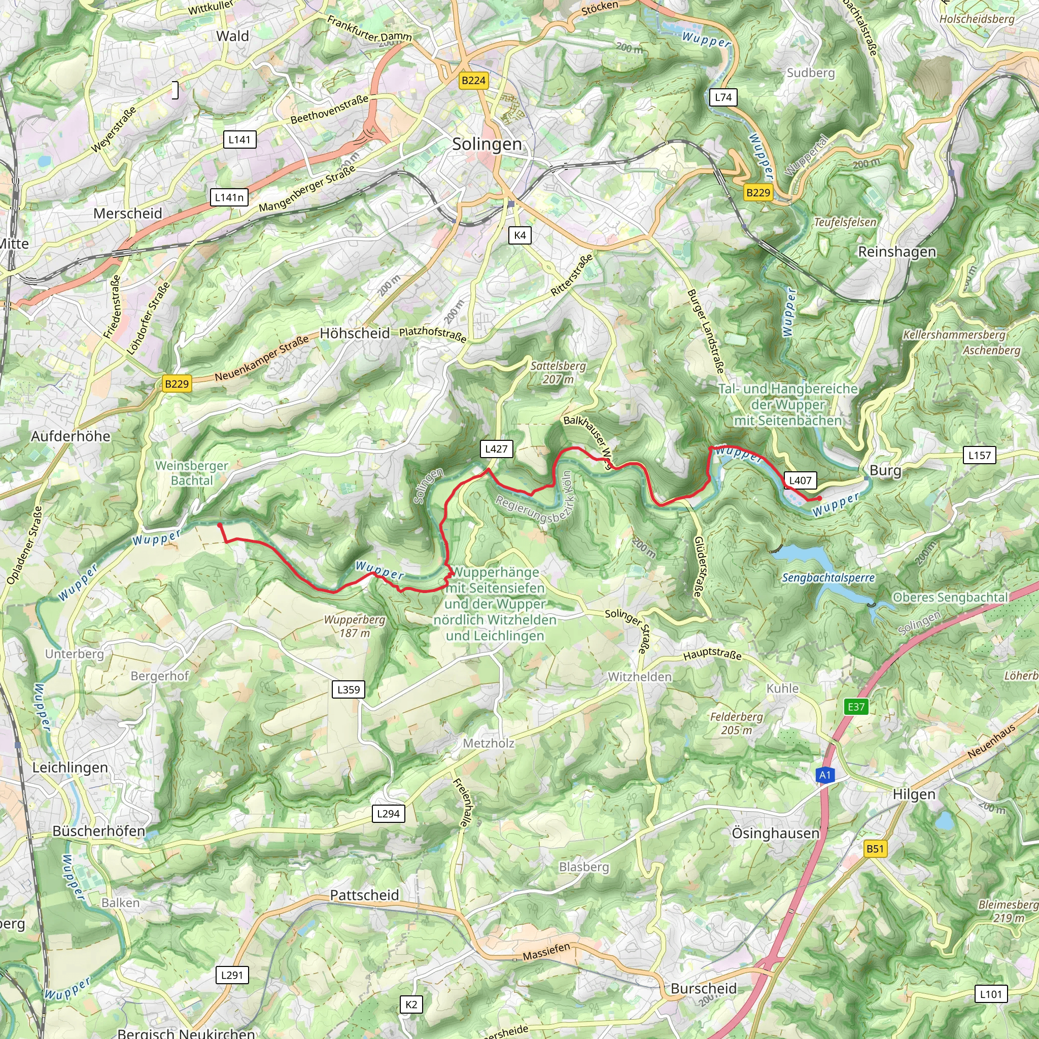 River Wupper Shore Walk from Unterburg mobile static map