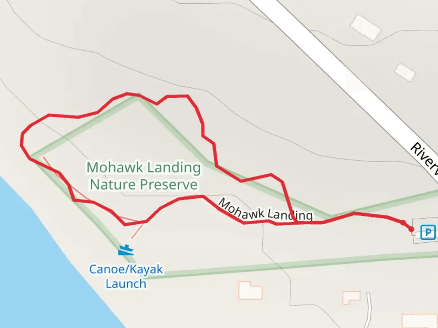 An image depicting the trail Mohawk River and Mohawk Landing Loop and its surrounding area.