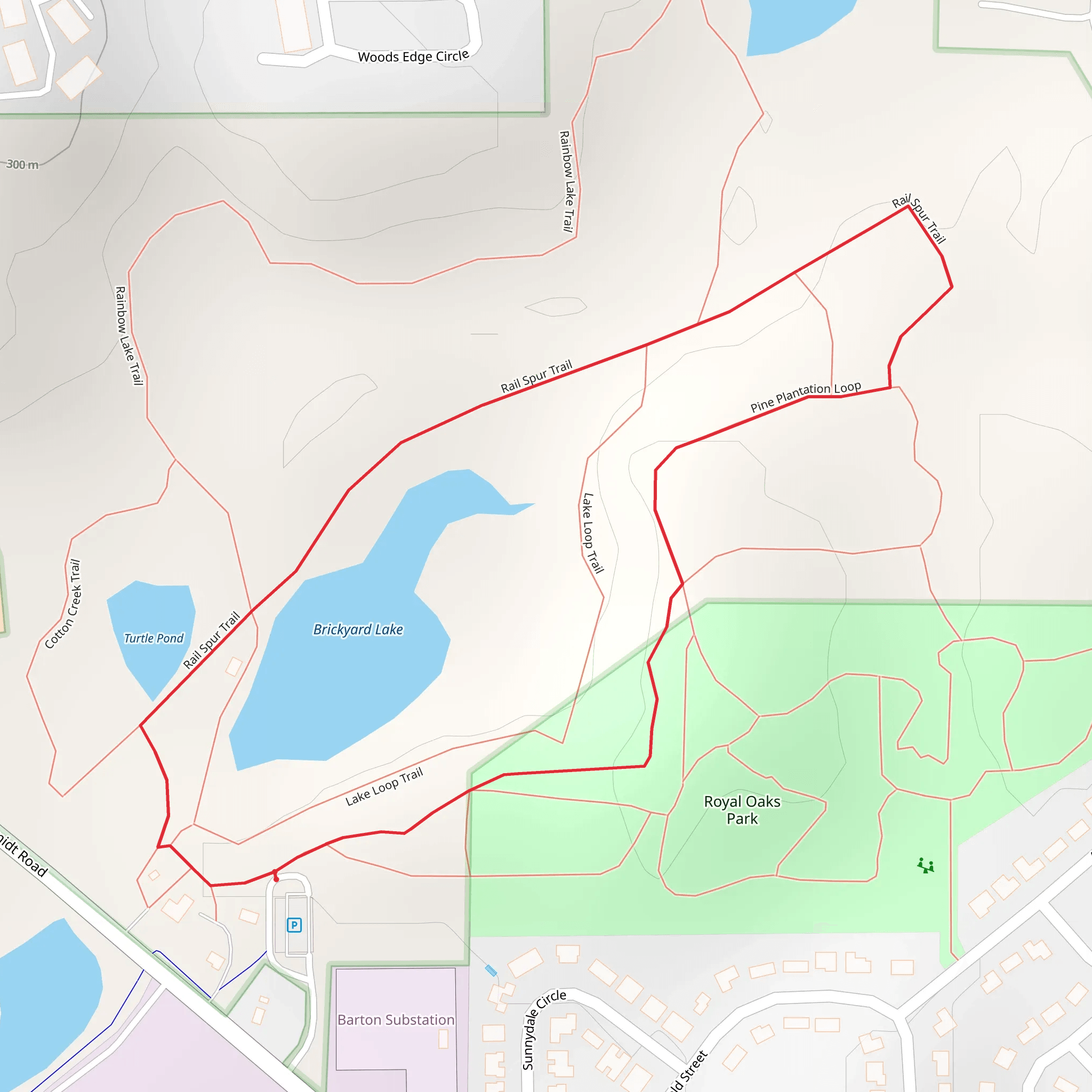 Brickyard Lake and Pine Plantation Loop mobile static map
