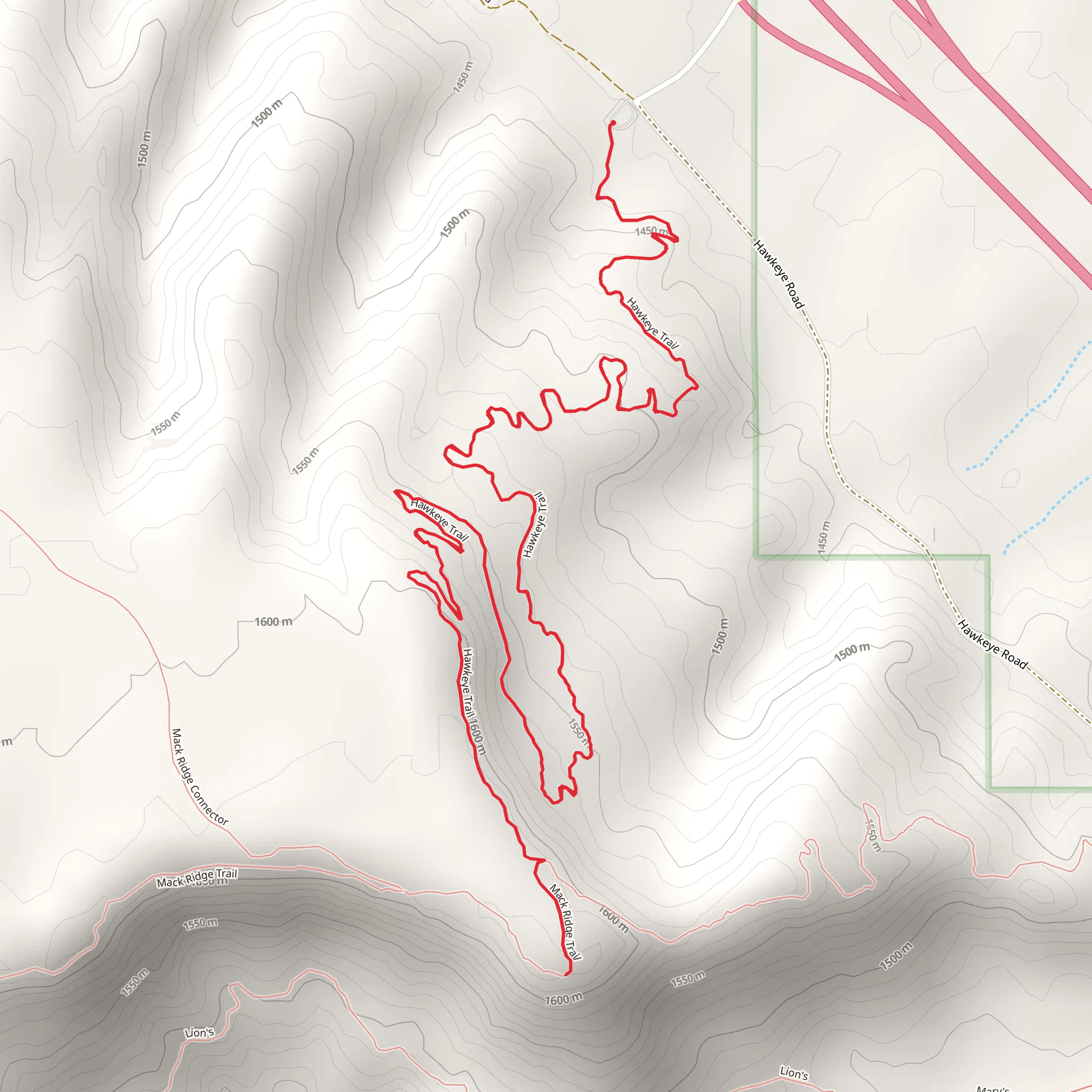 Mack Ridge and Hawkeye Trail mobile static map
