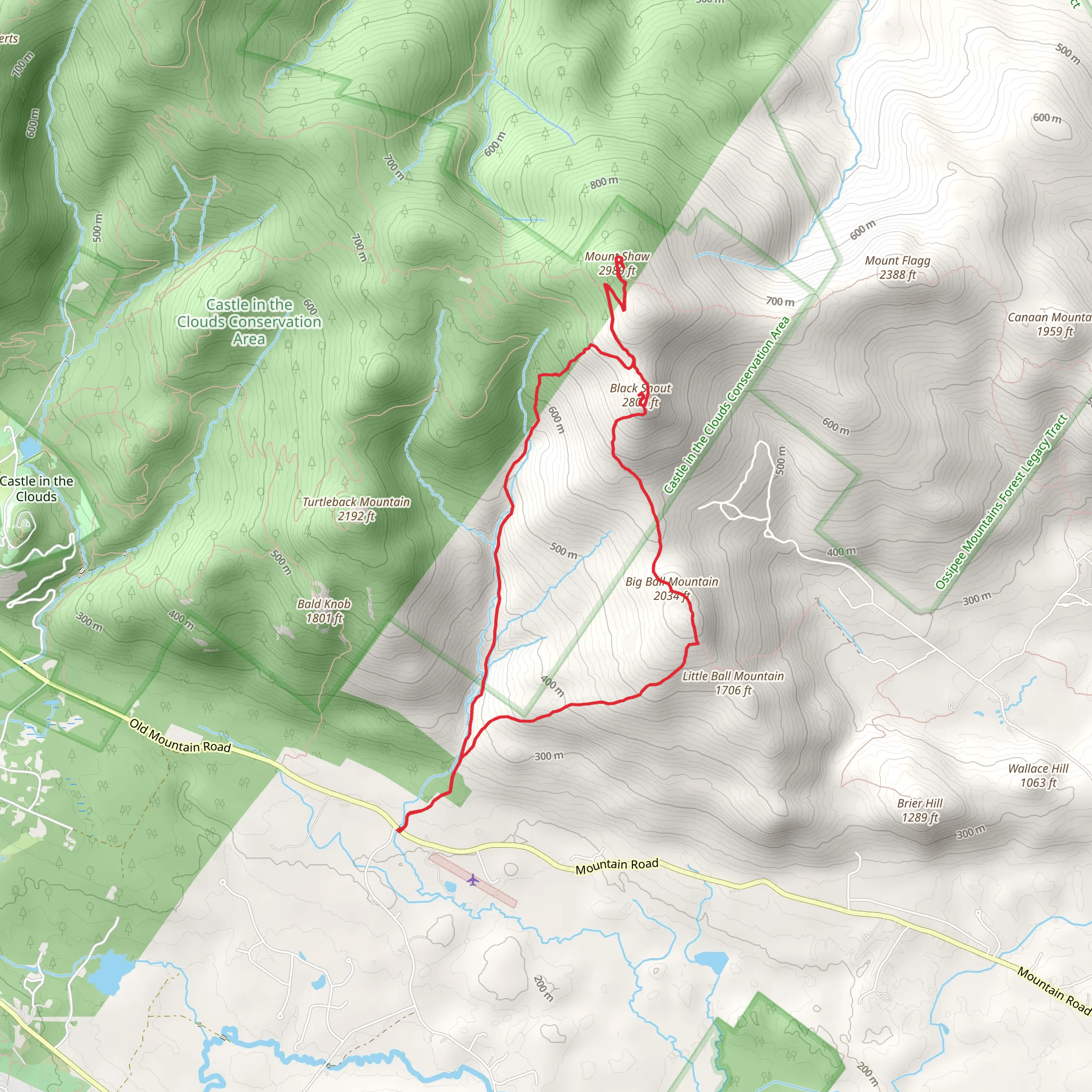 Black Snout and Mount Shaw Trail Loop mobile static map