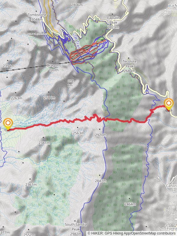 Pino Trail, Cienega Trail and Sulphur Canyon Trail mobile static map