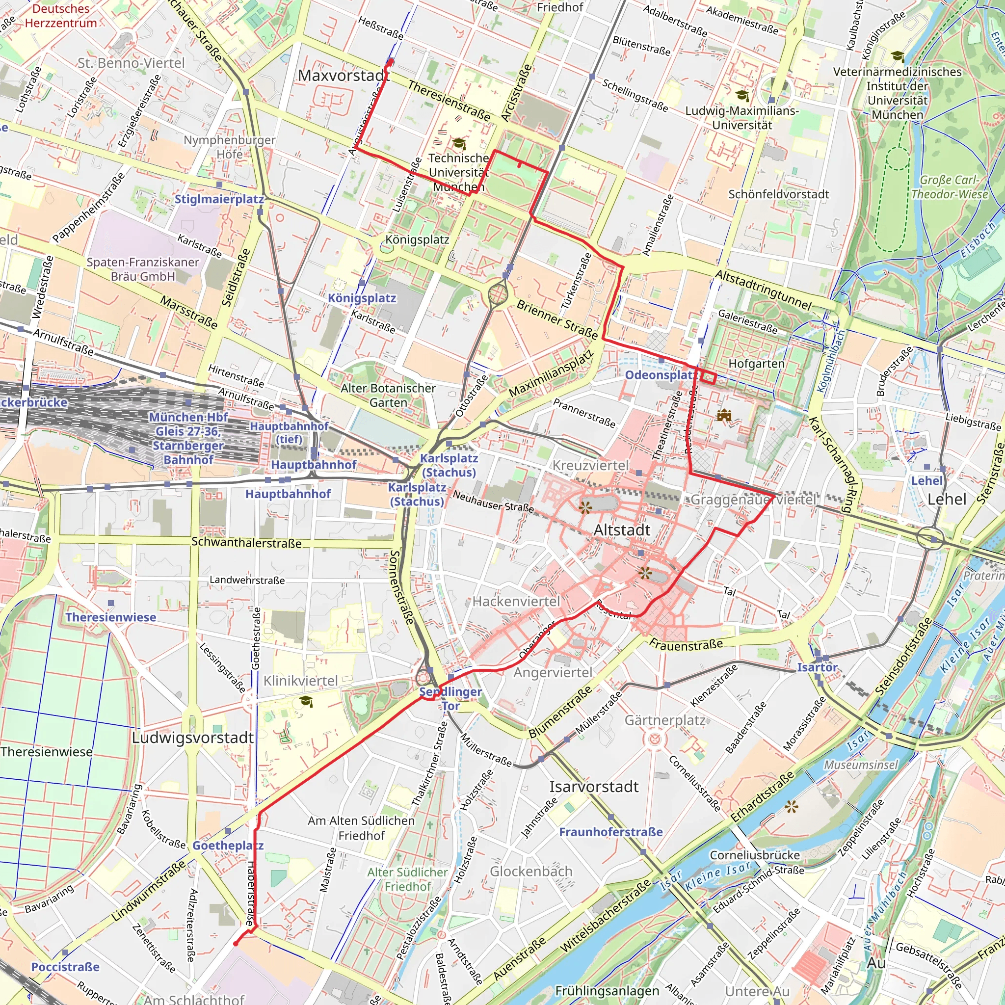 Theresienstraße to Agentur für Arbeit München Walk mobile static map