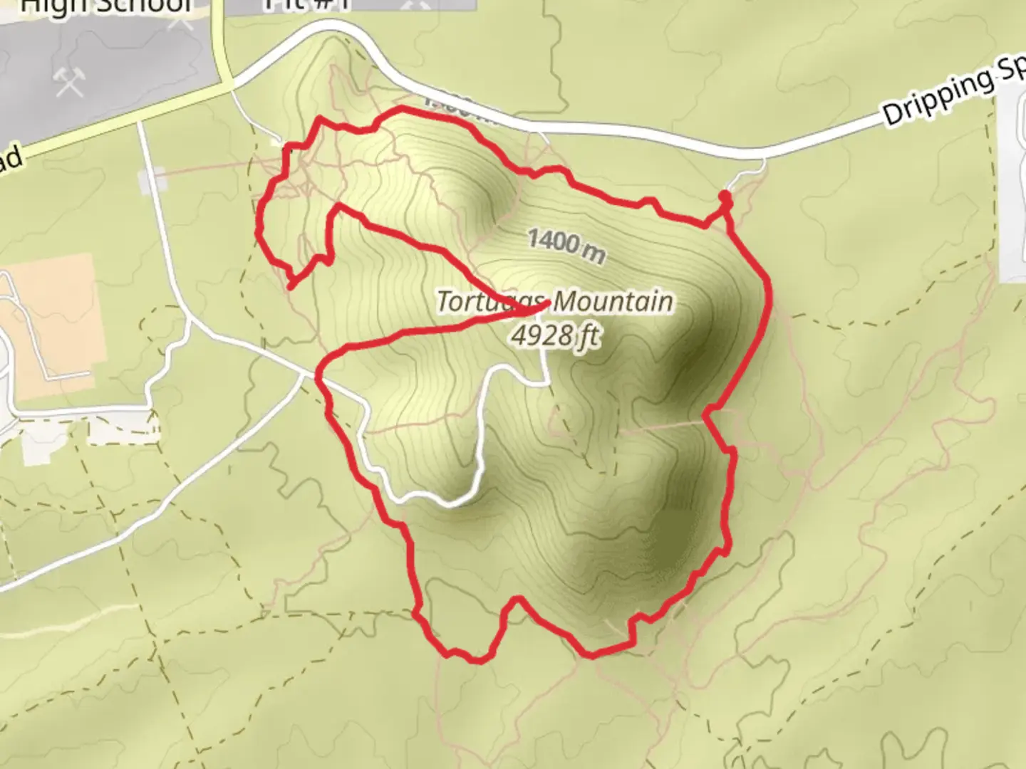 An image depicting the trail Tortugas Mountain - Arroyo - Turtleback Loop Trail and its surrounding area.