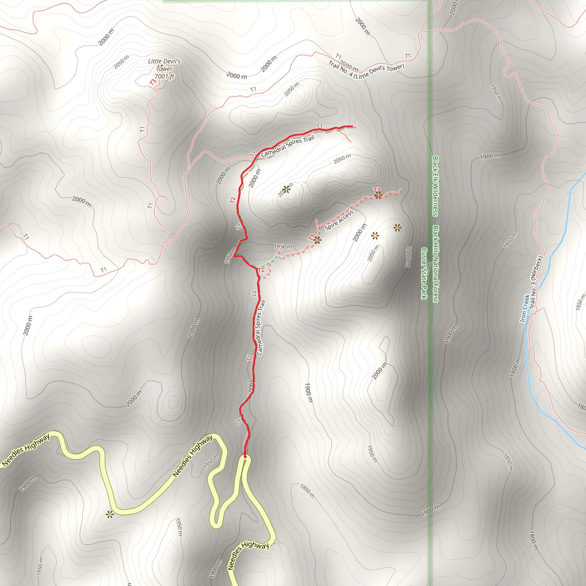 Cathedral Spires Trail mobile static map