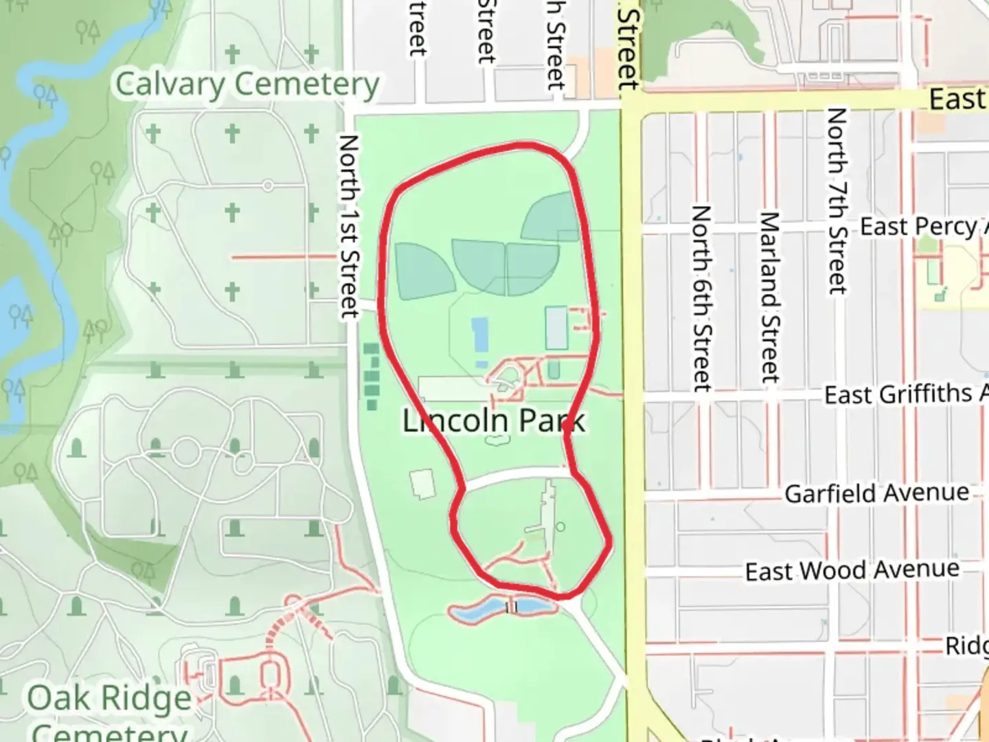 An image depicting the trail Lincoln Park Loop and its surrounding area.