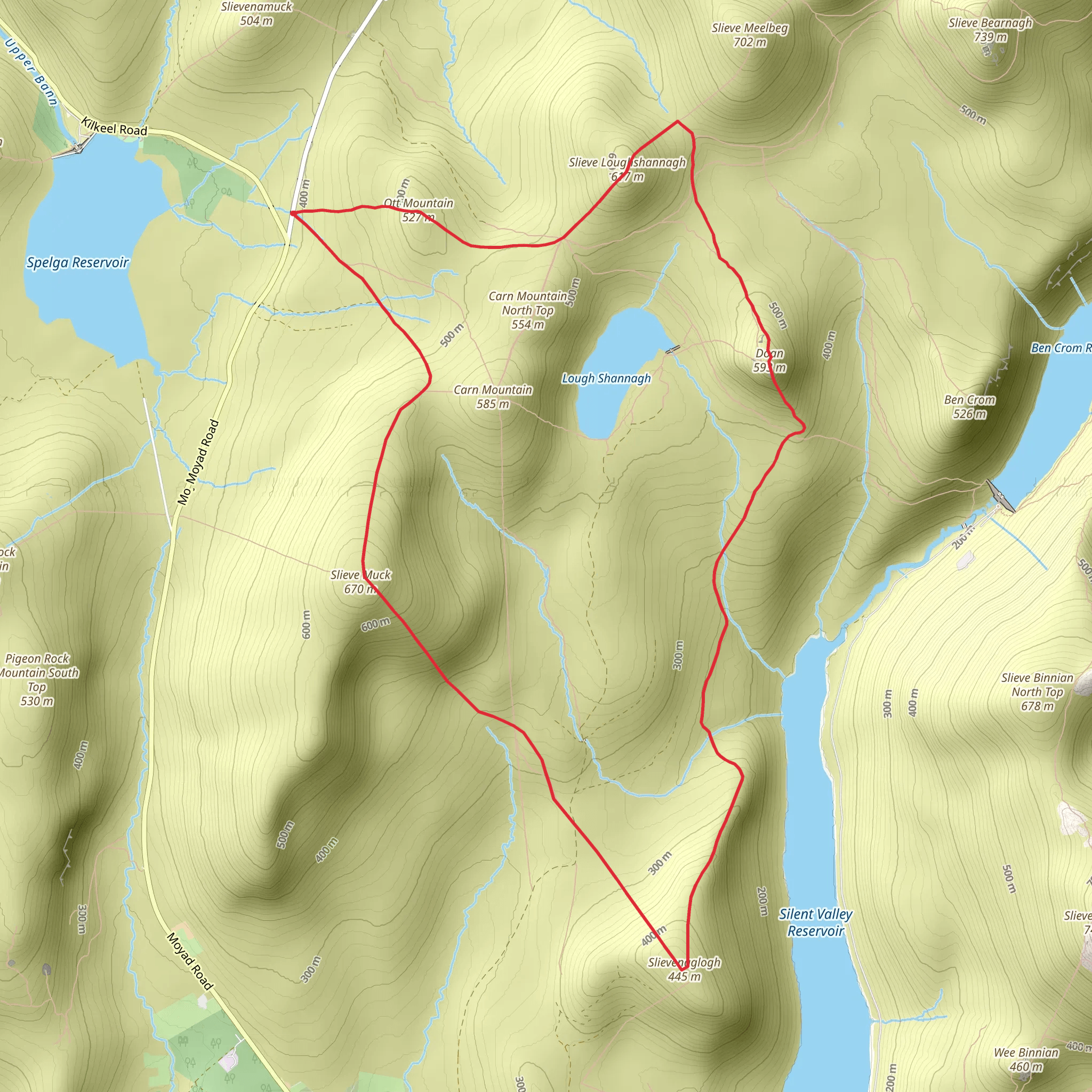 Silent Valley Reservoir and Slieve Muck Loop mobile static map