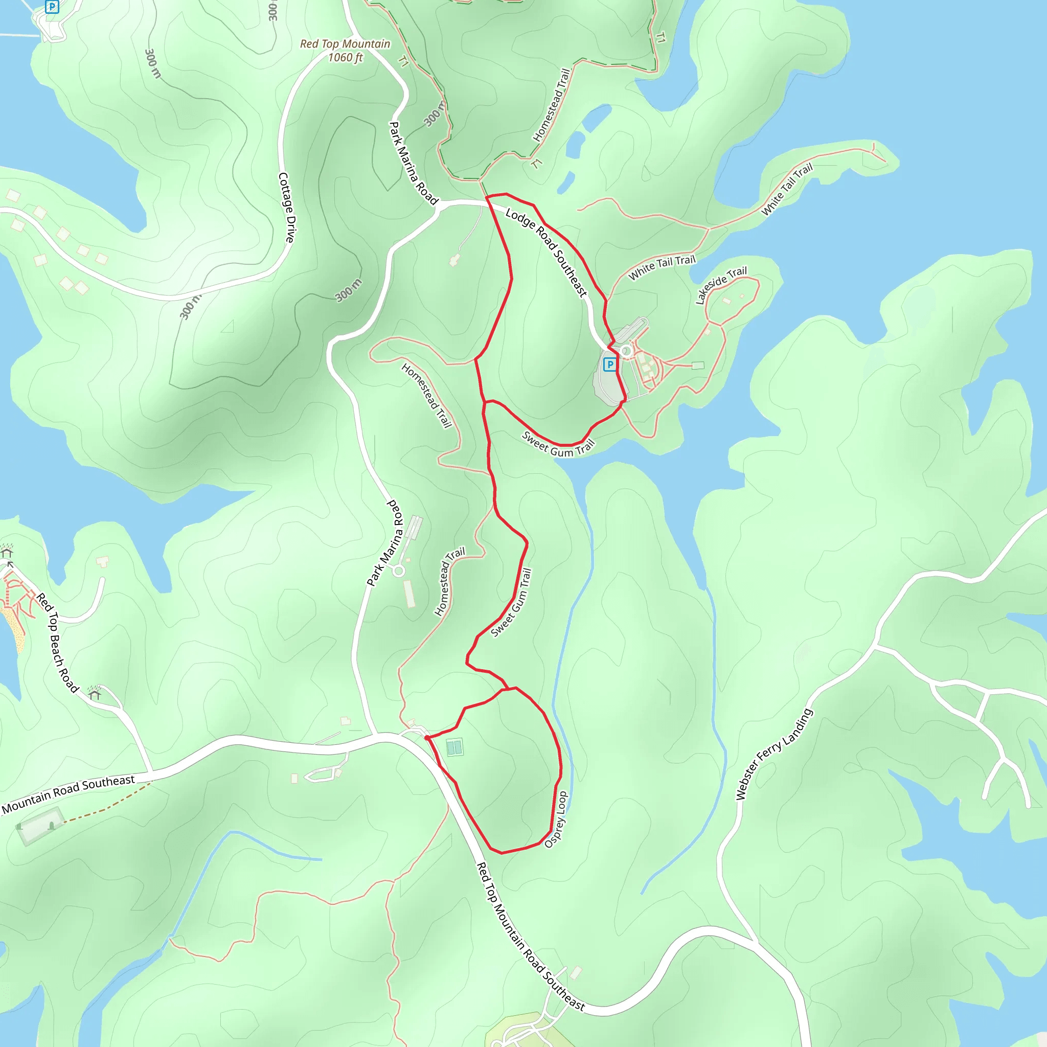Sweet Gum Trail and Visitor Center Loop mobile static map