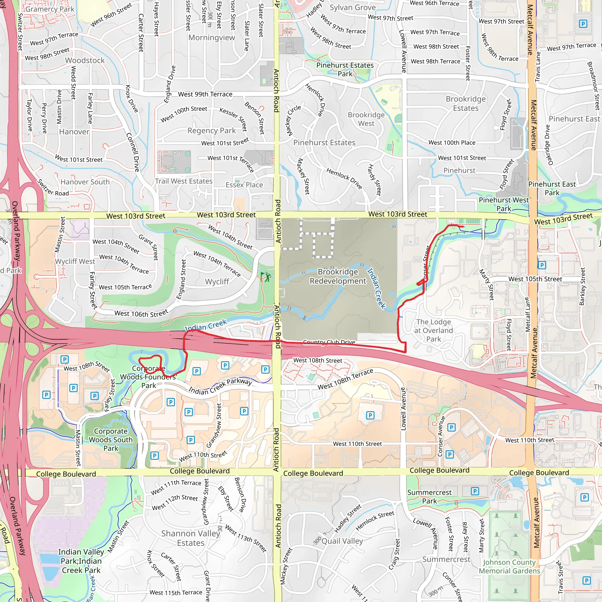 Indian Creek Trail from Corporate Woods Founder's Park mobile static map