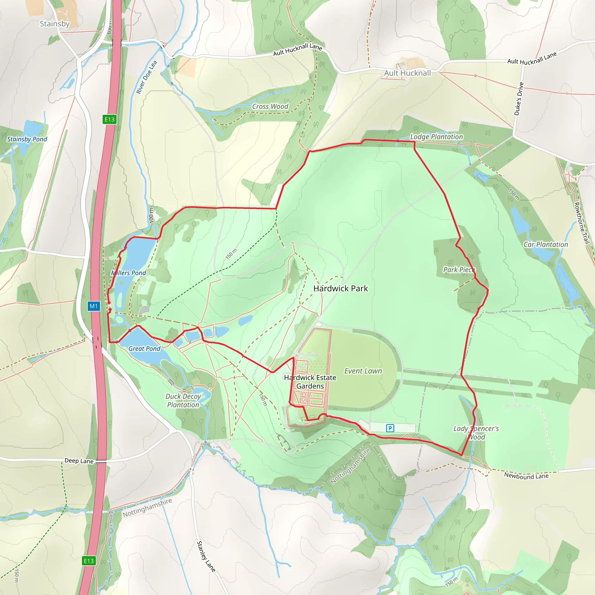 Millers Pond and Park Piece Loop mobile static map
