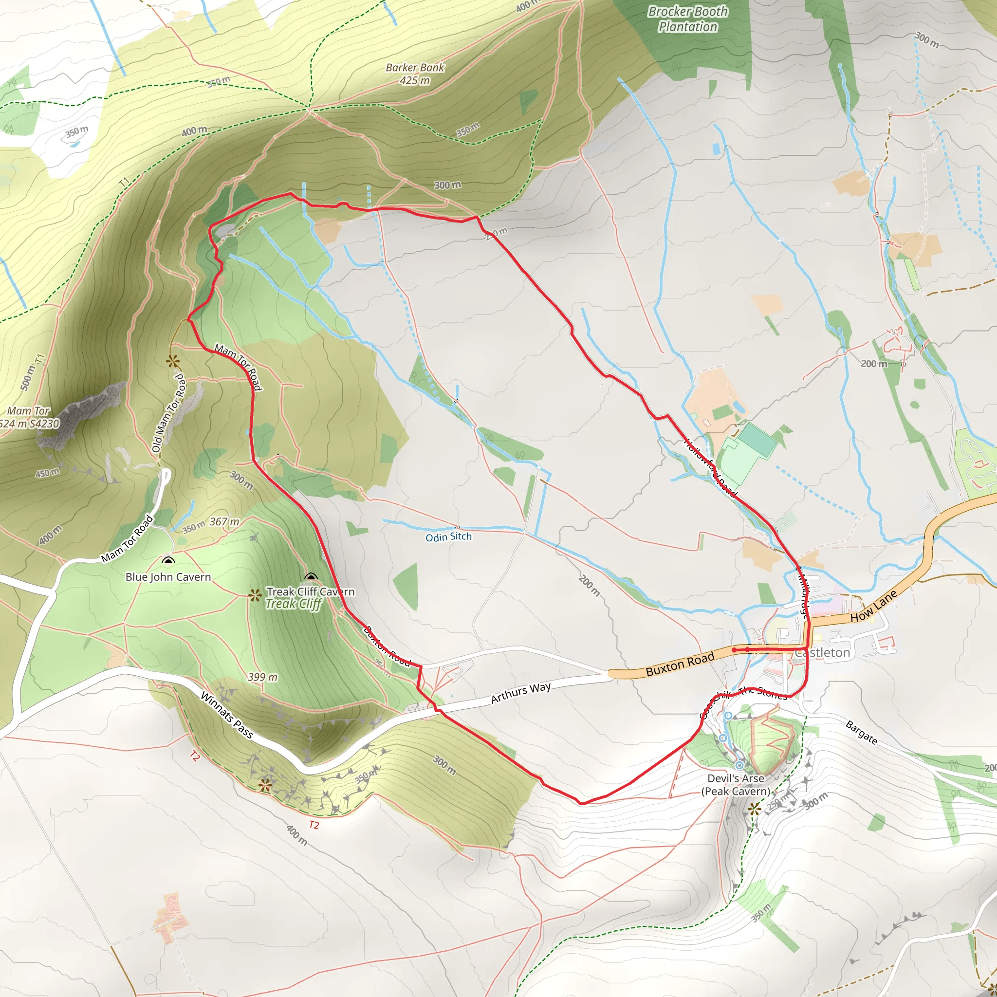 Speedwell Cavern Circular from Castelton mobile static map