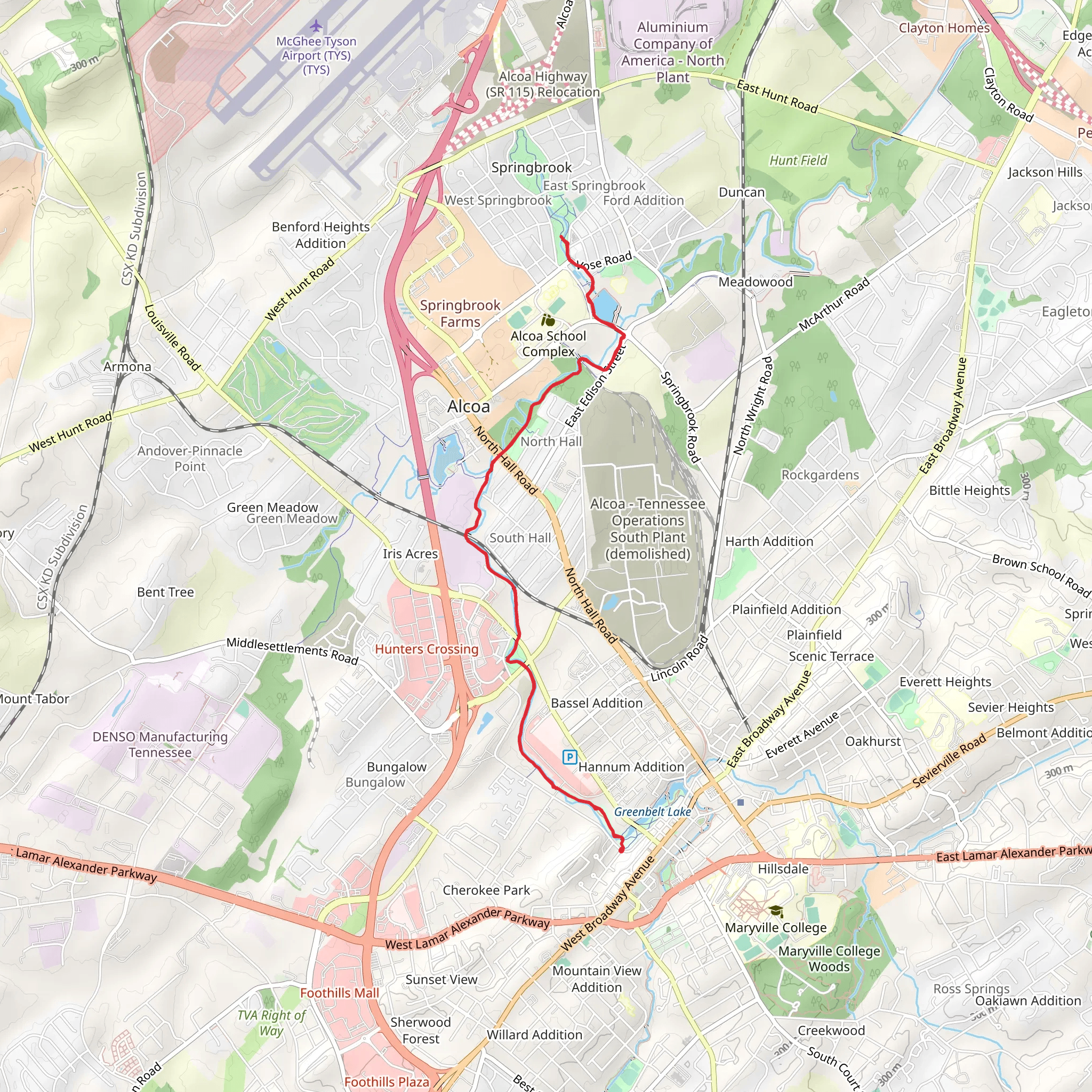 Maryville - Alcoa Greenway mobile static map