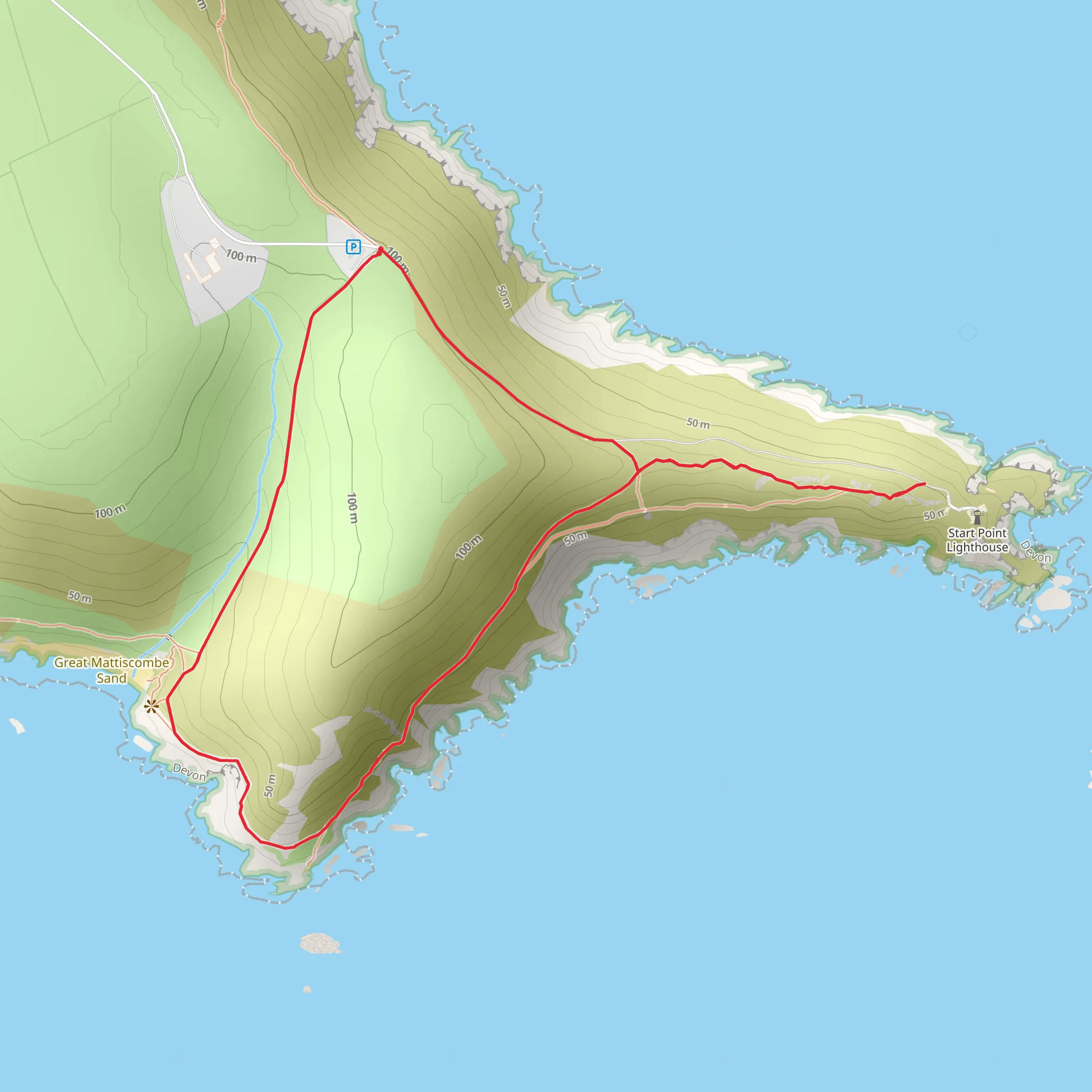 Start Point and Great Mattiscombe Sand Walk mobile static map