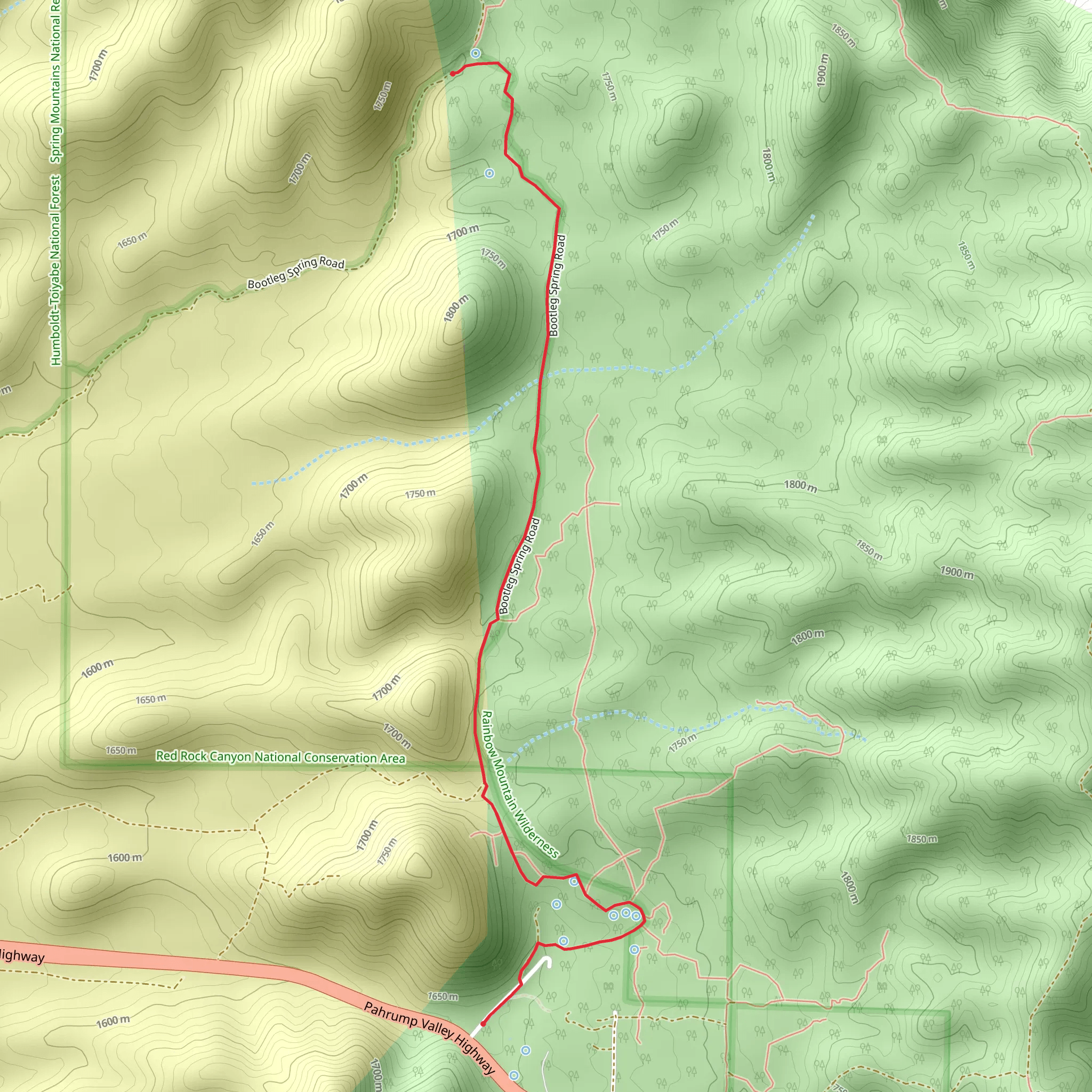 Mountain Springs - Bootleg Spring Road mobile static map