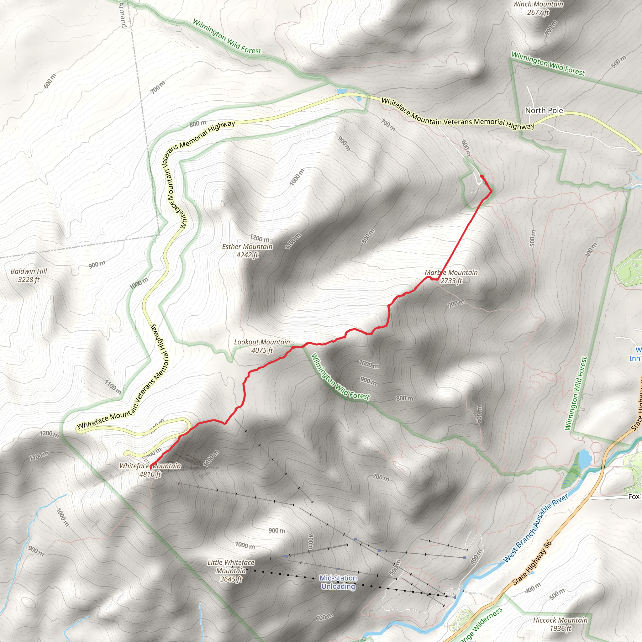 Lookout Mountain and Whiteface Mountain from Marble Mt Road mobile static map
