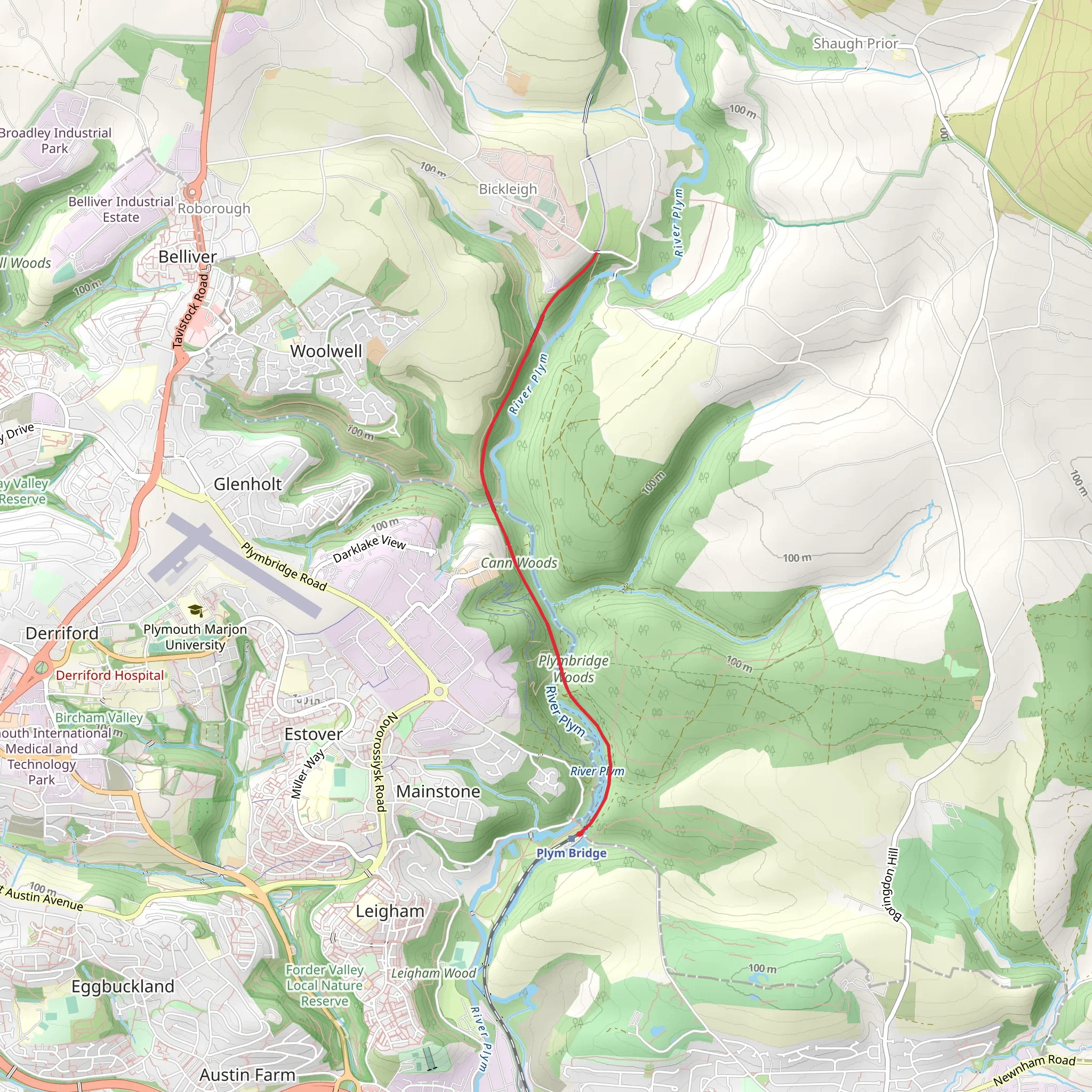 The Plym Valley from Plym Bridge mobile static map