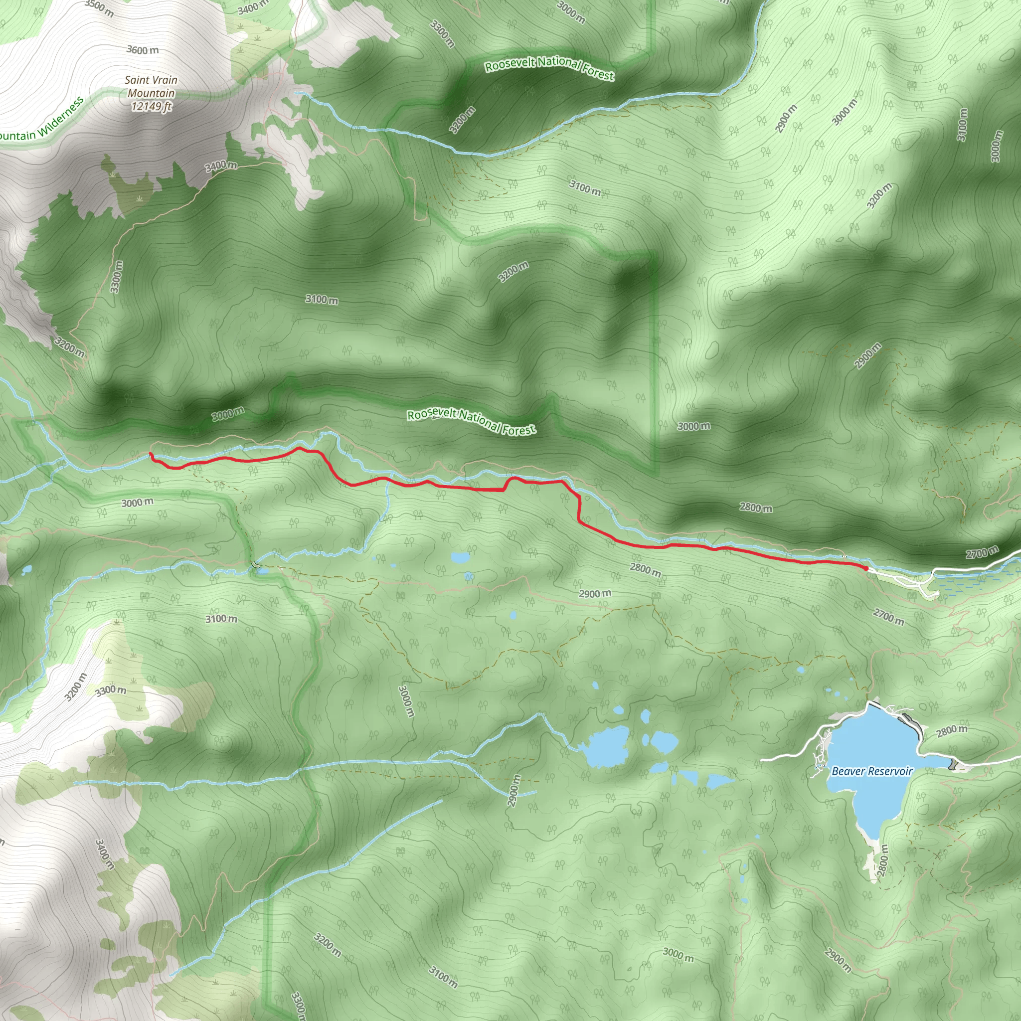Walk along Middle St Vrain Creek mobile static map