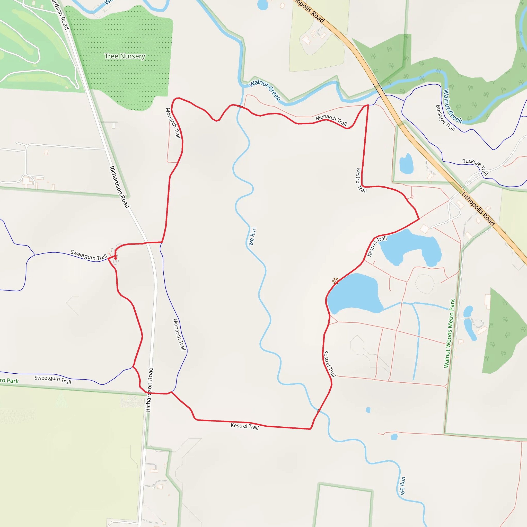 Kestrel Trail and Monarch Trail Loop mobile static map