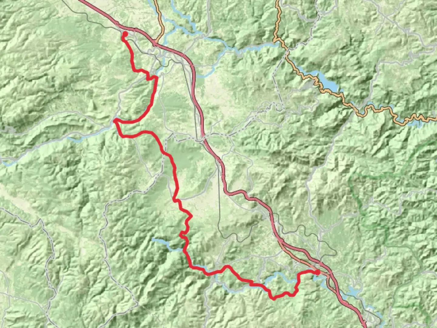 An image depicting the trail GR 231 Ruta de Pinares a Sabinares - Comunidad Valenciana and its surrounding area.