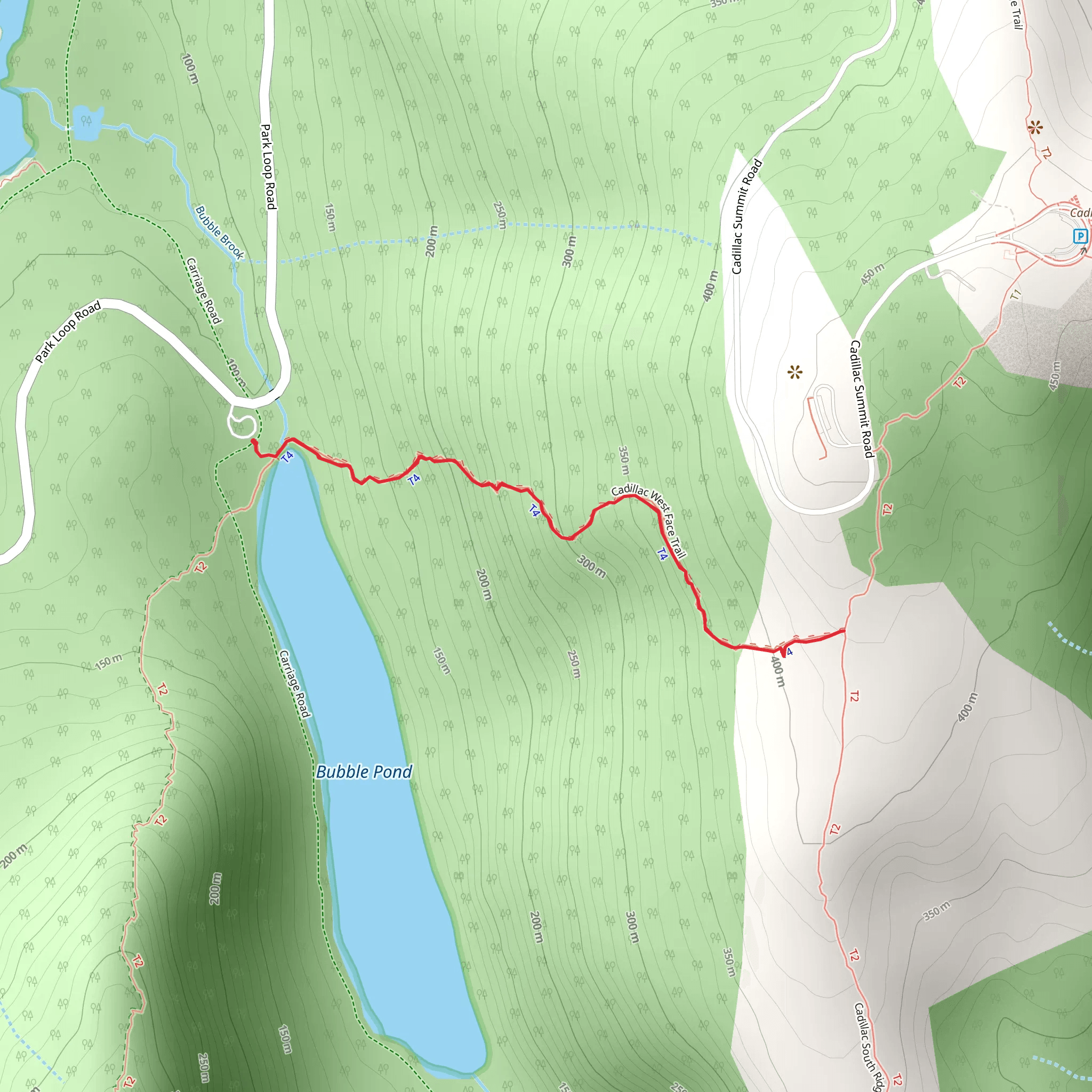 Cadillac West Face Trail mobile static map