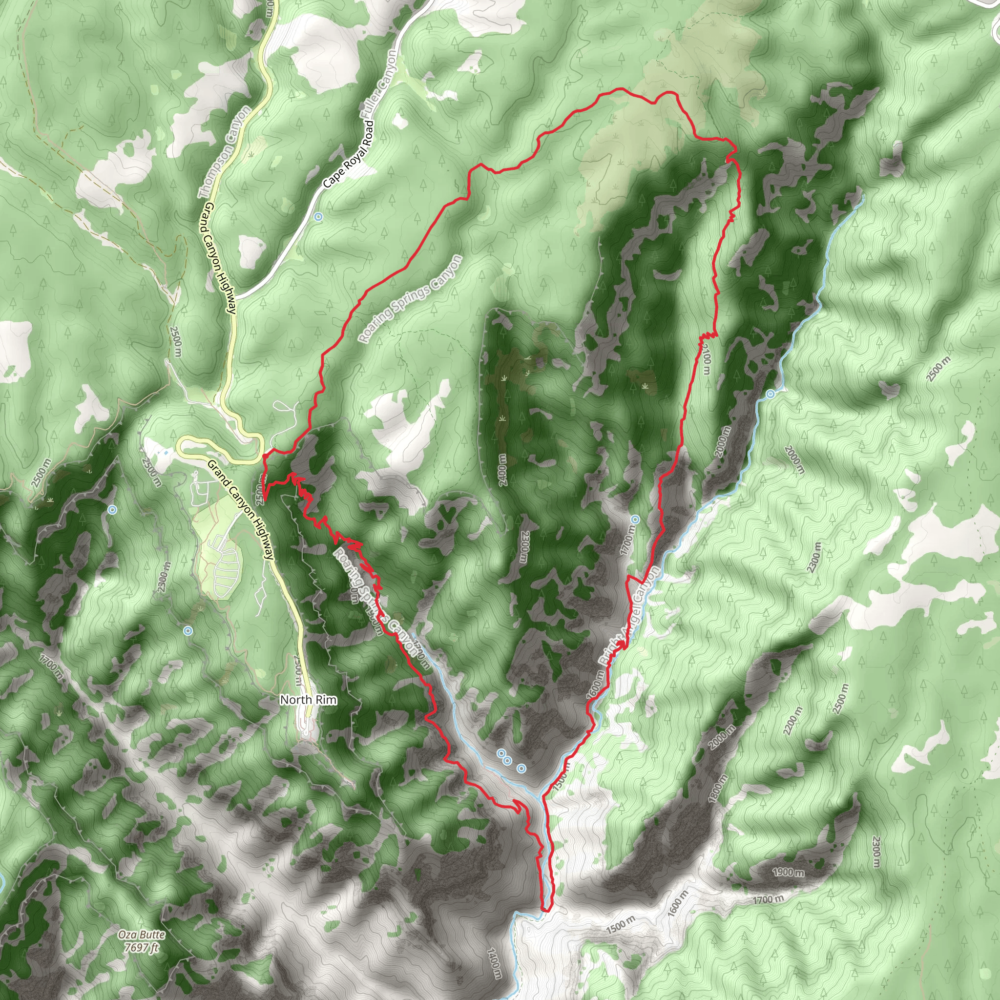 North Kaibab, Old Bright Angel and Ken Patrick Loop Trail mobile static map