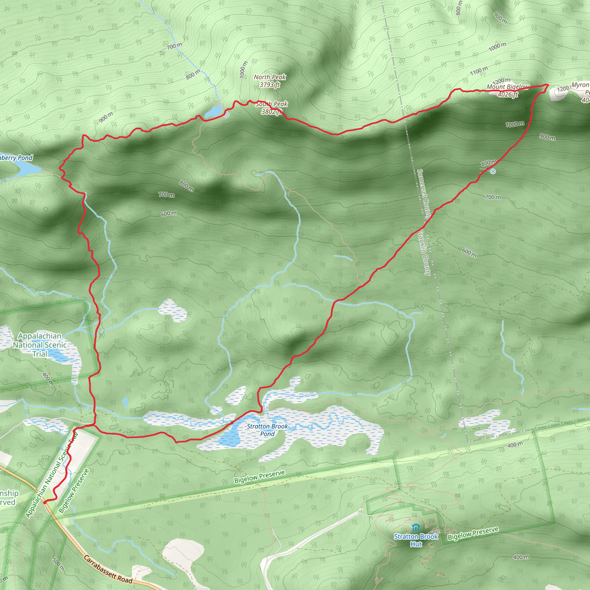 West and South Peak Loop Trail via Appalachian Trail mobile static map