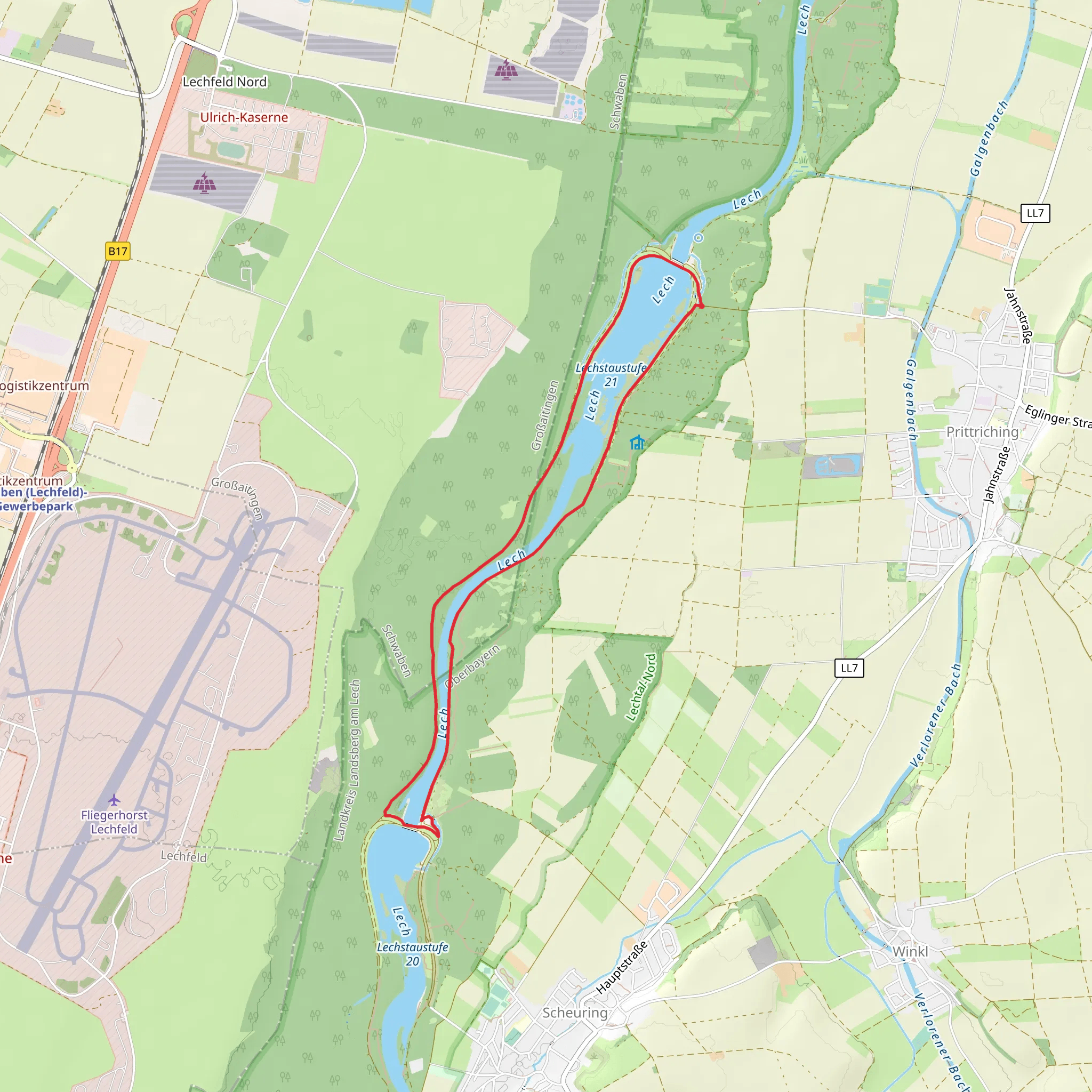 Lechstaustufe 21 Loop mobile static map
