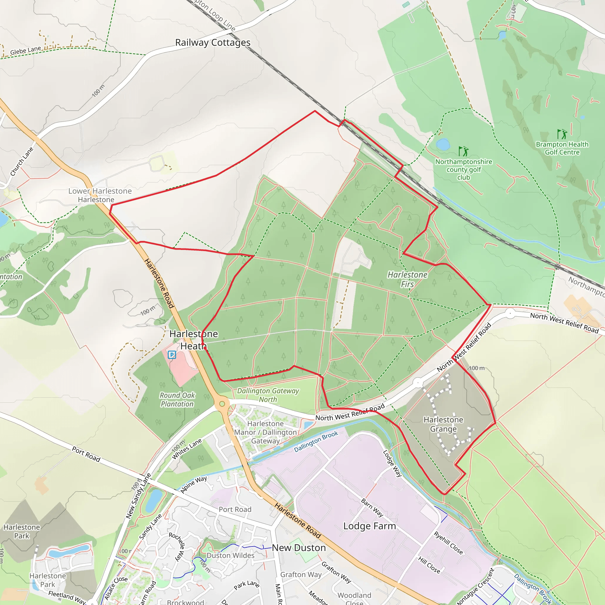 Harlestone Firs Loop mobile static map