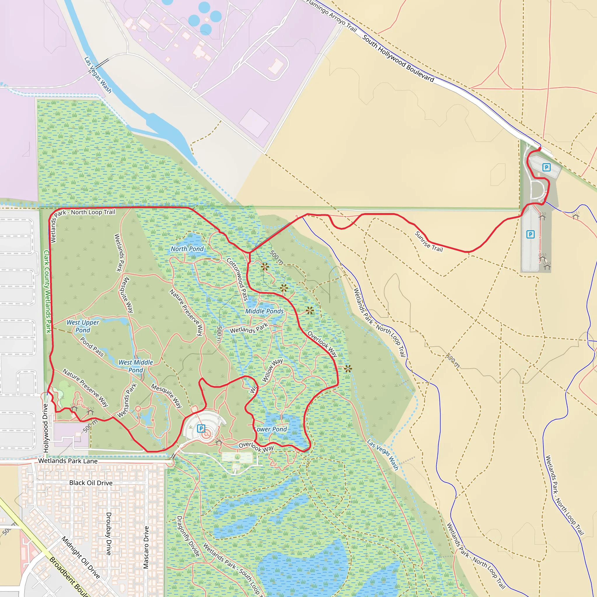 Sunrise, Wetlands Park - North and Overlook Way Loop Trail mobile static map