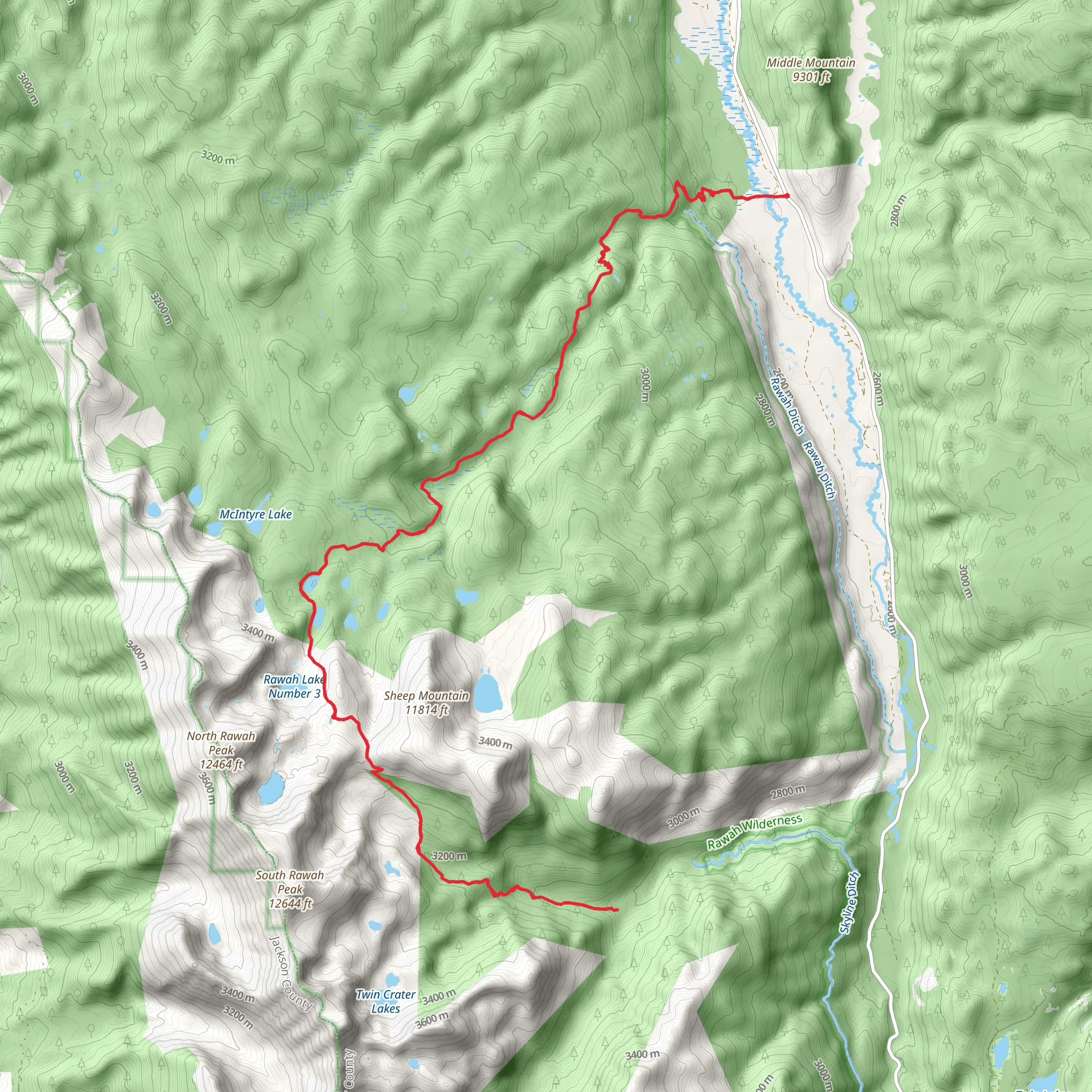 Rawah Trail mobile static map