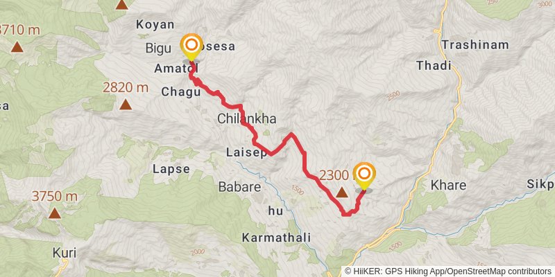 Great Himalayan Trail stage 30 Map