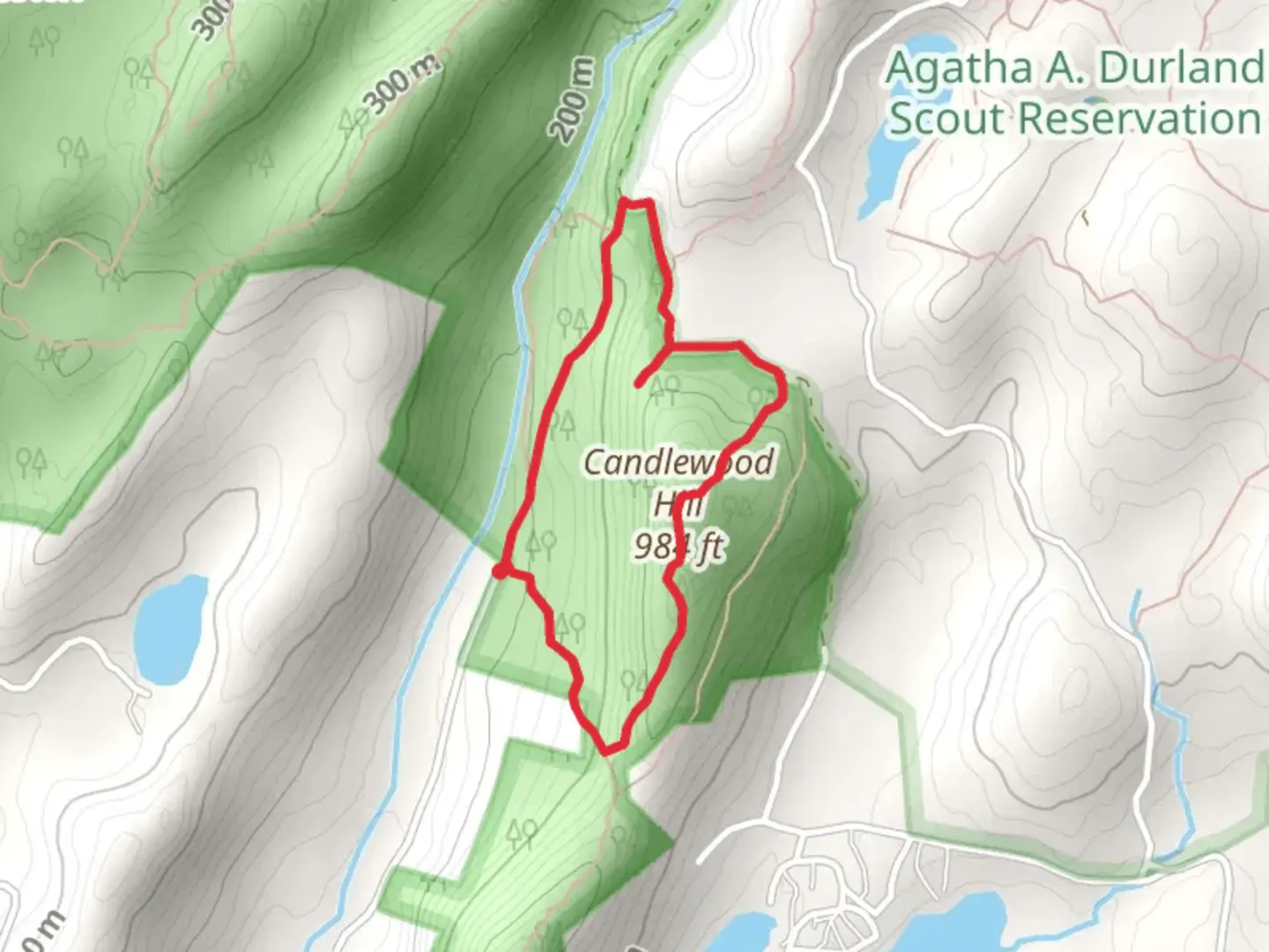 An image depicting the trail Candlewood Hill Loop and its surrounding area.