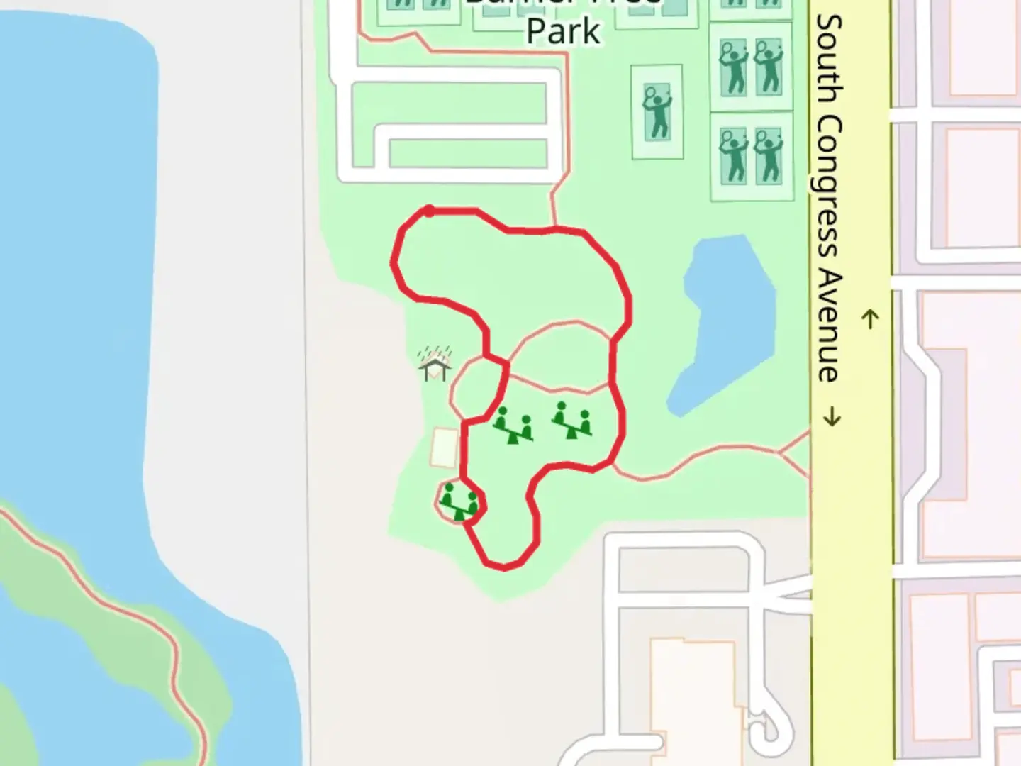 An image depicting the trail Barrier Free Park Loop and its surrounding area.