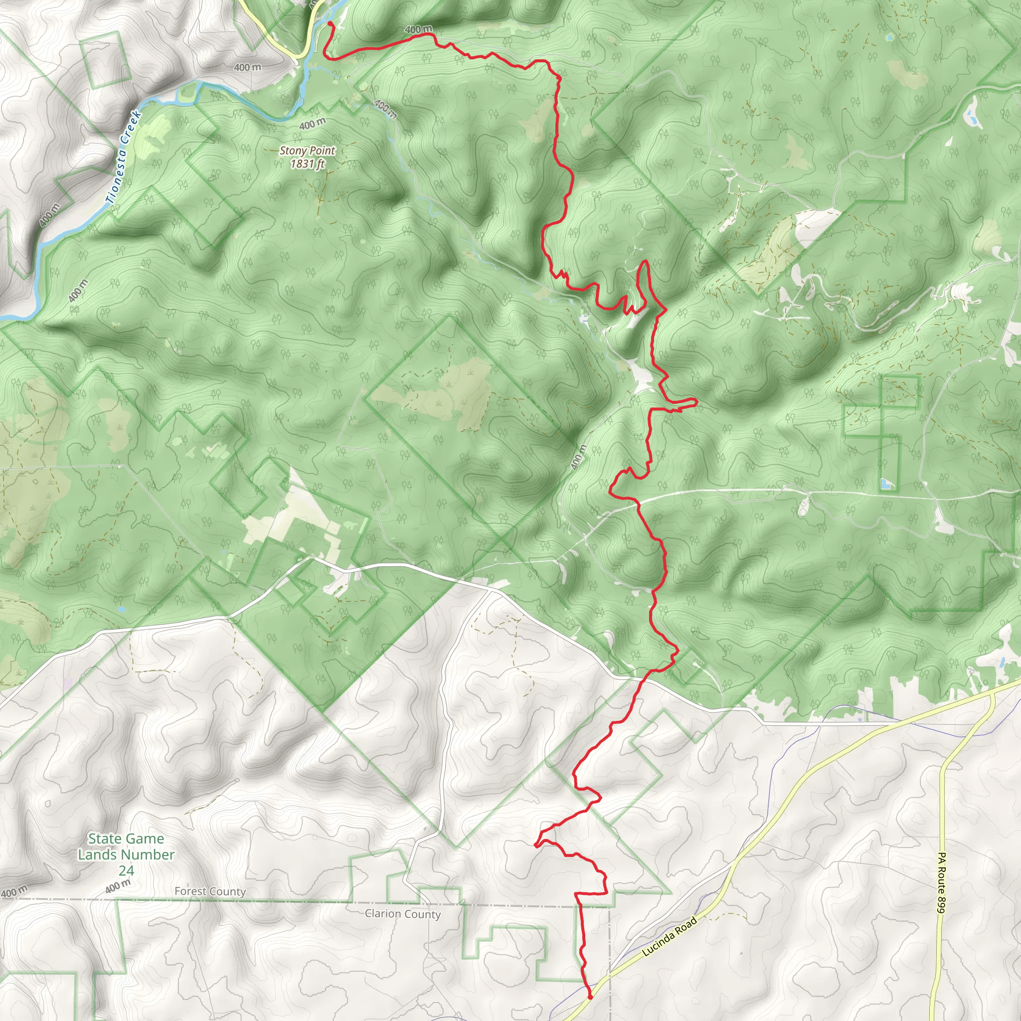 Tionesta Creek via NCT mobile static map